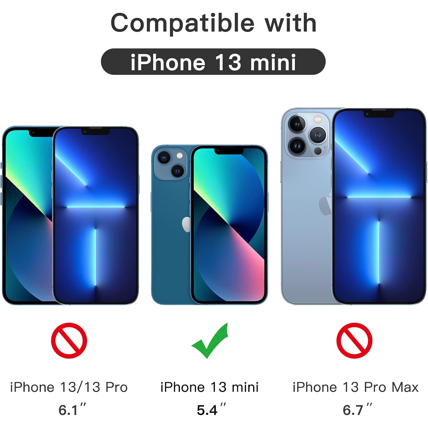 Protecteur d'écran à couverture complète pour iPhone 13 mini de 5,4 po, 9H mm, protecteur d'écran en verre trempé, HD clair,