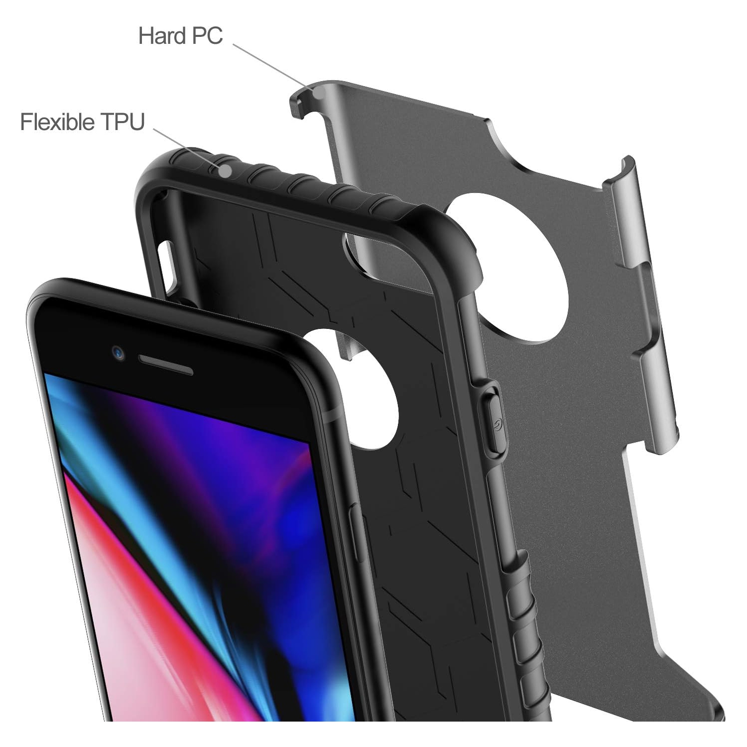 Case for iPhone 8 and iPhone 7, Dual Layer Protective Cover with Shock-Absorption