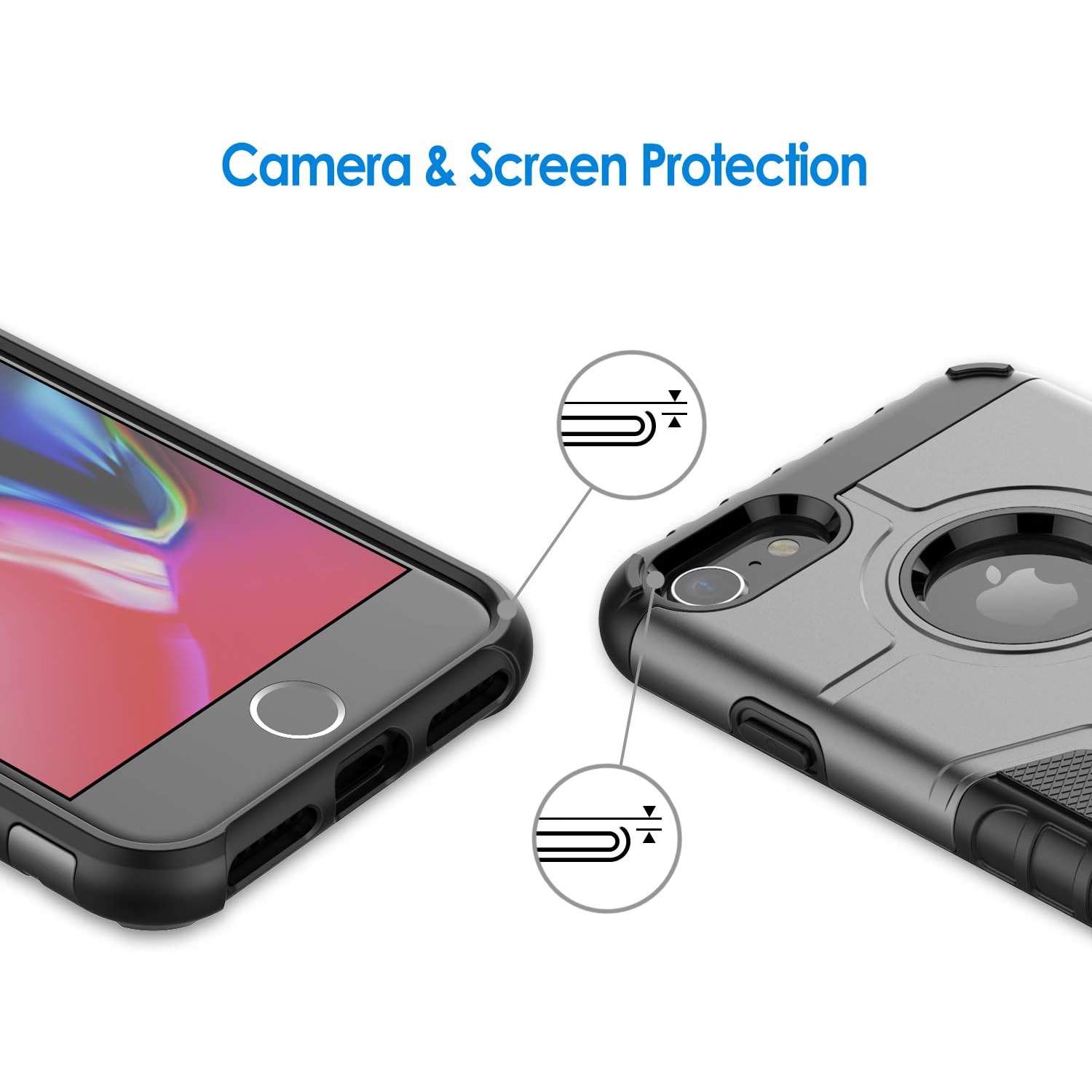 Case for iPhone 8 and iPhone 7, Dual Layer Protective Cover with Shock-Absorption