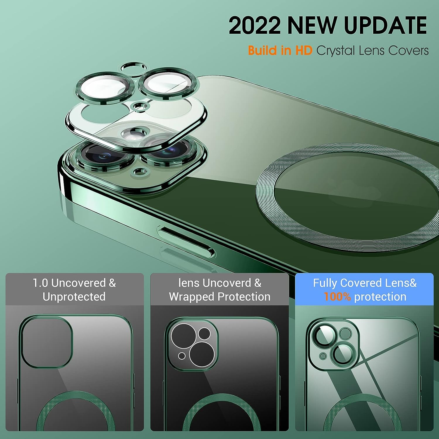 Magnetic Clear for iPhone 13 Mini Case with MagSafe [Integrated Camera Cover Glass] [Original iPhone Exterior] Silicone