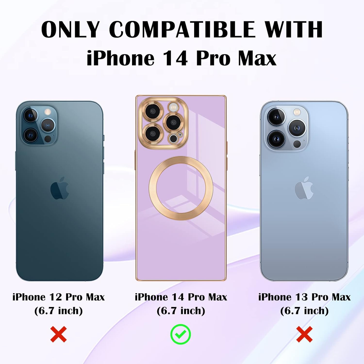 for iPhone 14 Pro Max Magnetic Case, Luxury Plating Edge Square Case for Women Men Soft TPU Bumper