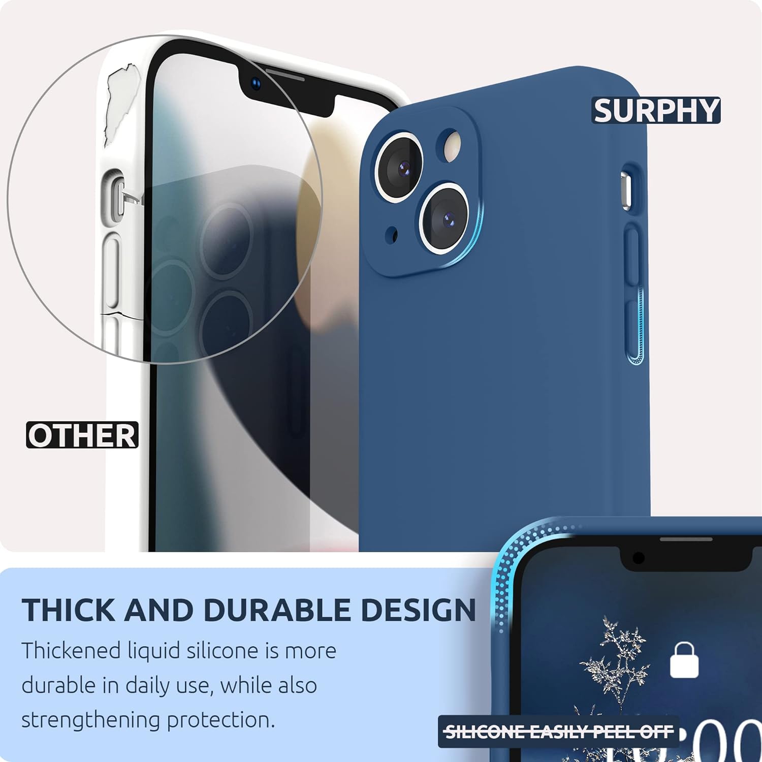 Designed for iPhone 13 Mini Case with Screen Protector, Liquid