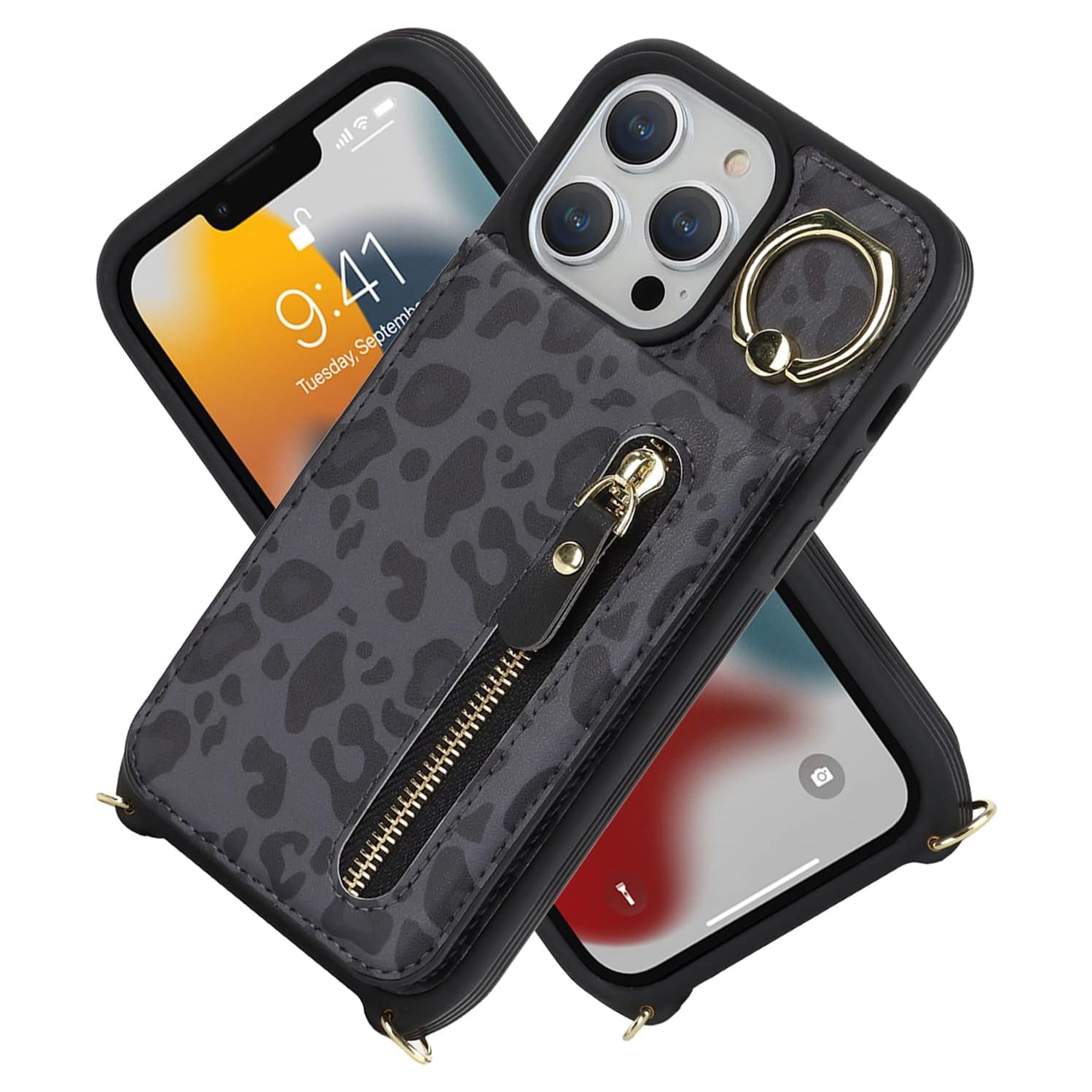 iPhone 13 Pro Case for Women with Card Holder,iPhone 13 Pro Phone Case Wallet with Strap,Crossbody Lanyard Cases