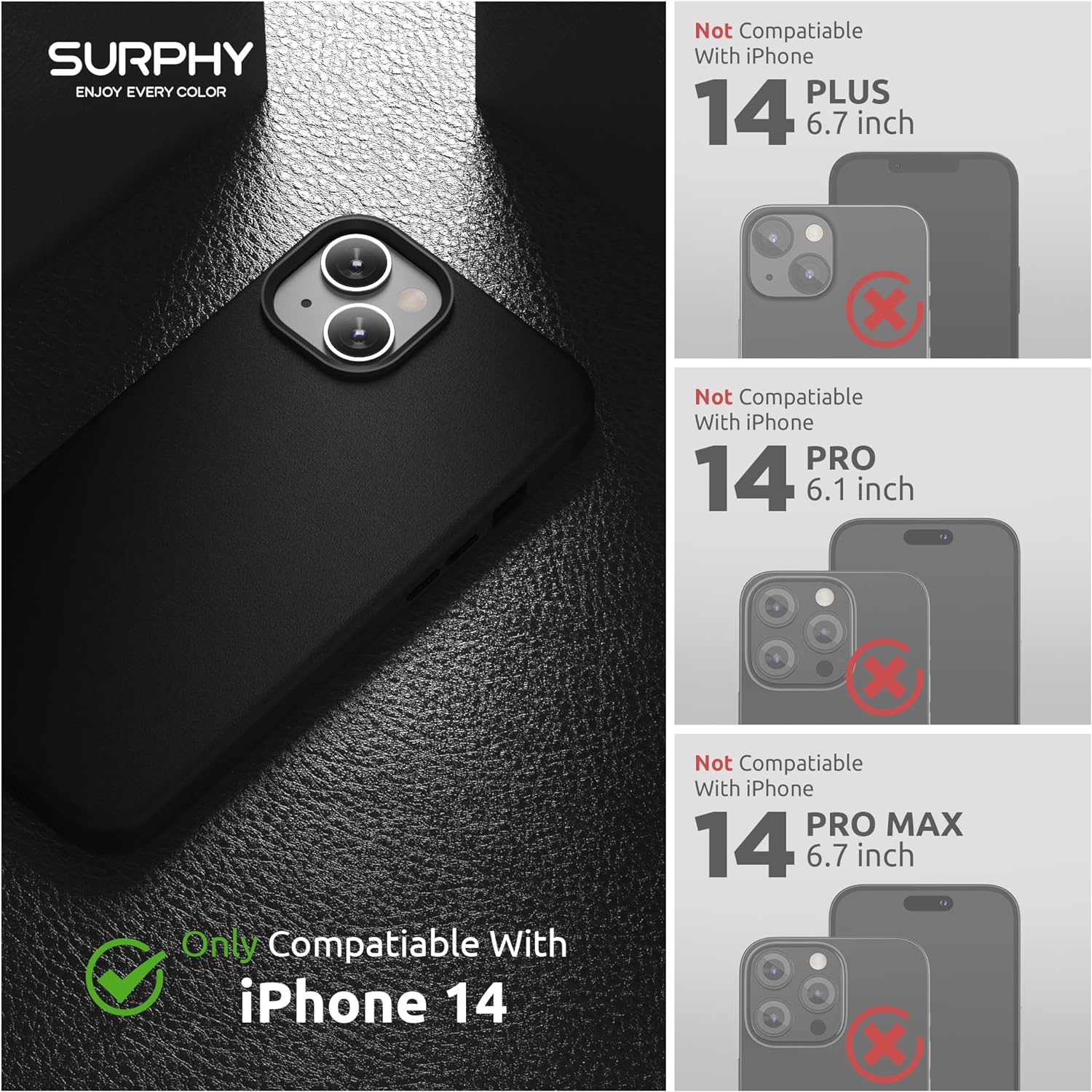 Leather Case Compatible with iPhone 14 Case 6.1 inch, Premium PU Leather Phone Case Cover (with Metallic Buttons