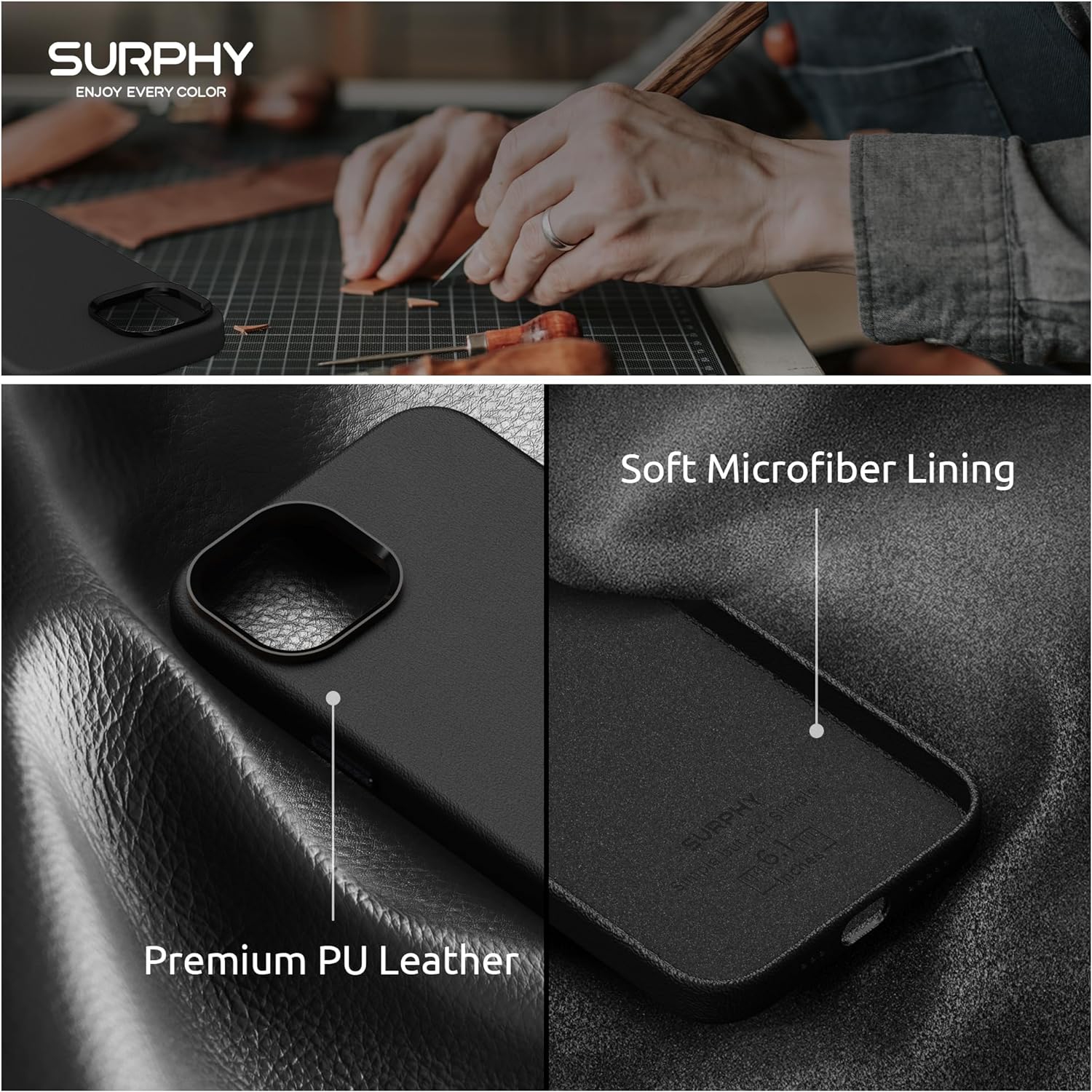 Leather Case Compatible with iPhone 14 Case 6.1 inch, Premium PU Leather Phone Case Cover (with Metallic Buttons