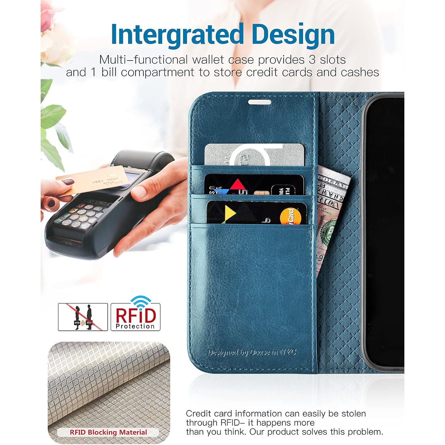 iPhone 13 Mini Case, PU Leather iPhone 13 Mini 5G Wallet Case[Card Holder][Kickstand] [TPU Inner Shell][RFID