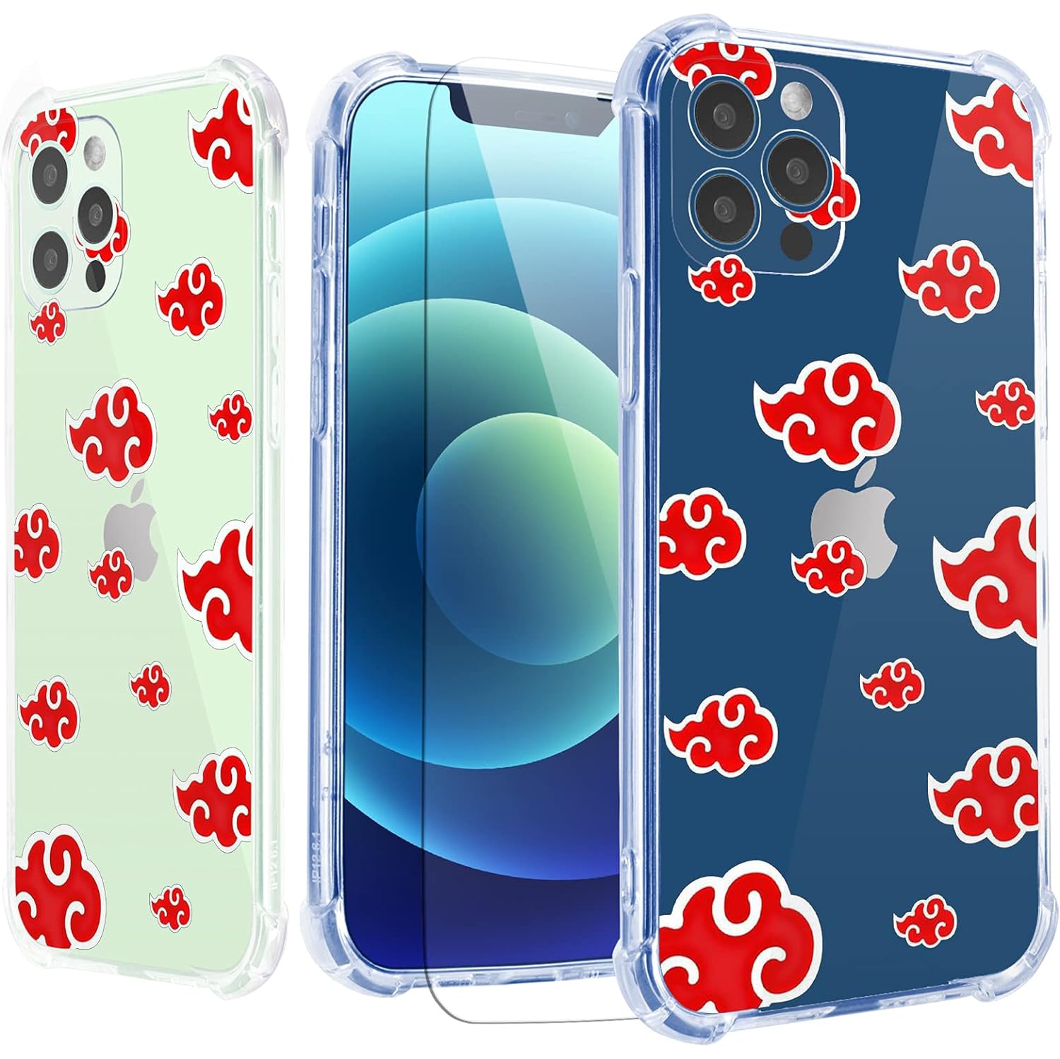 Anime Case for iPhone 13 Pro Max with Red Anime Design,Clear Pattern with Screen Protector [Buffertech 6.6 ft