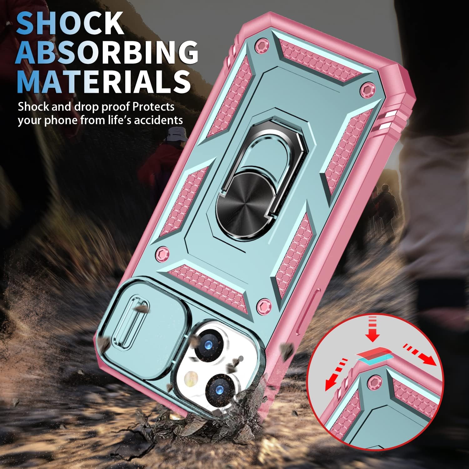 Case for iPhone 14,Silicone Heavy-Duty Tough Rugged Lightweight Shockproof with Bracket Bumper Cover Case