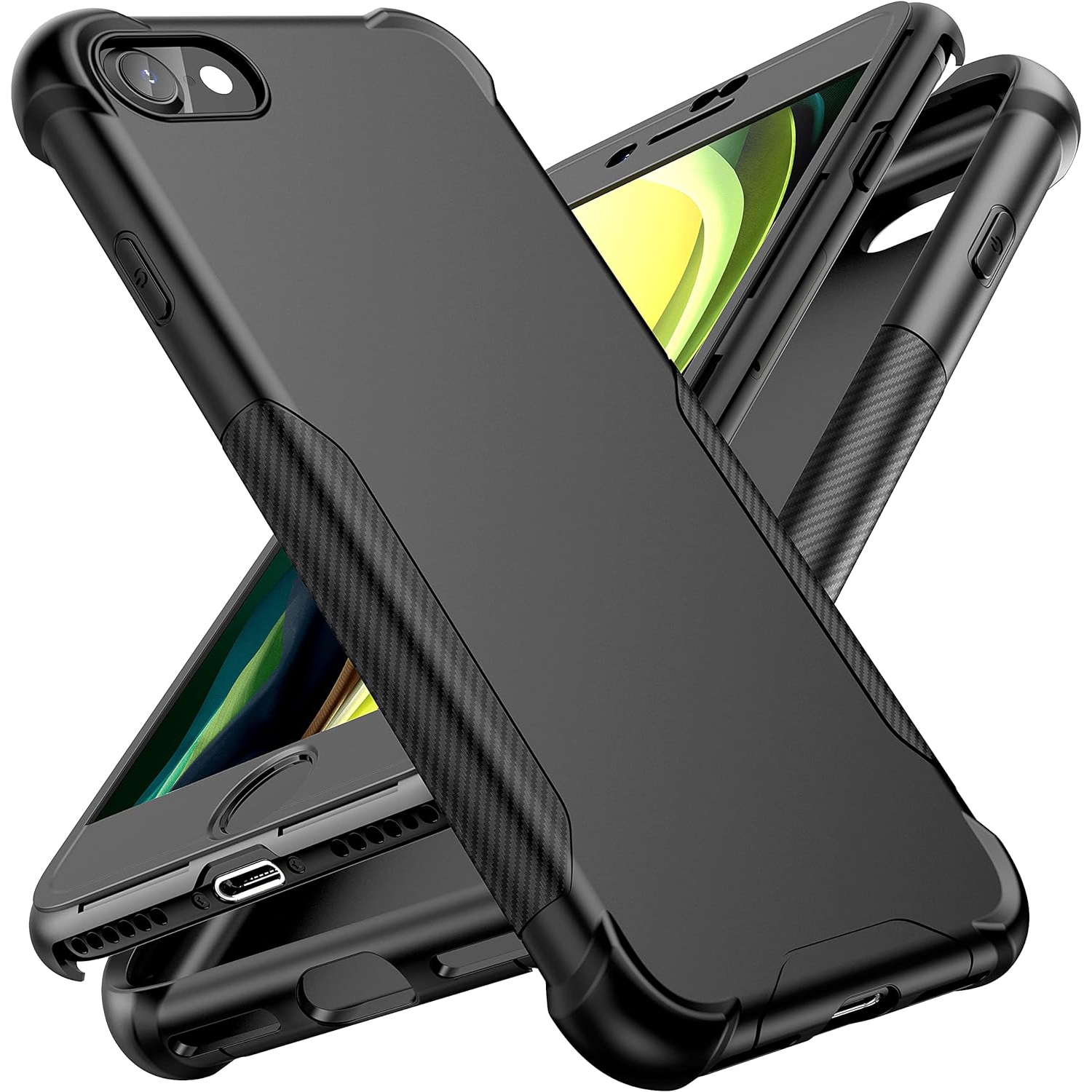 Case Compatible with iPhone 7 and iPhone 8 Case 4.7 inches with 2 Tempered Glass,Shockproof Hard PC Back Soft