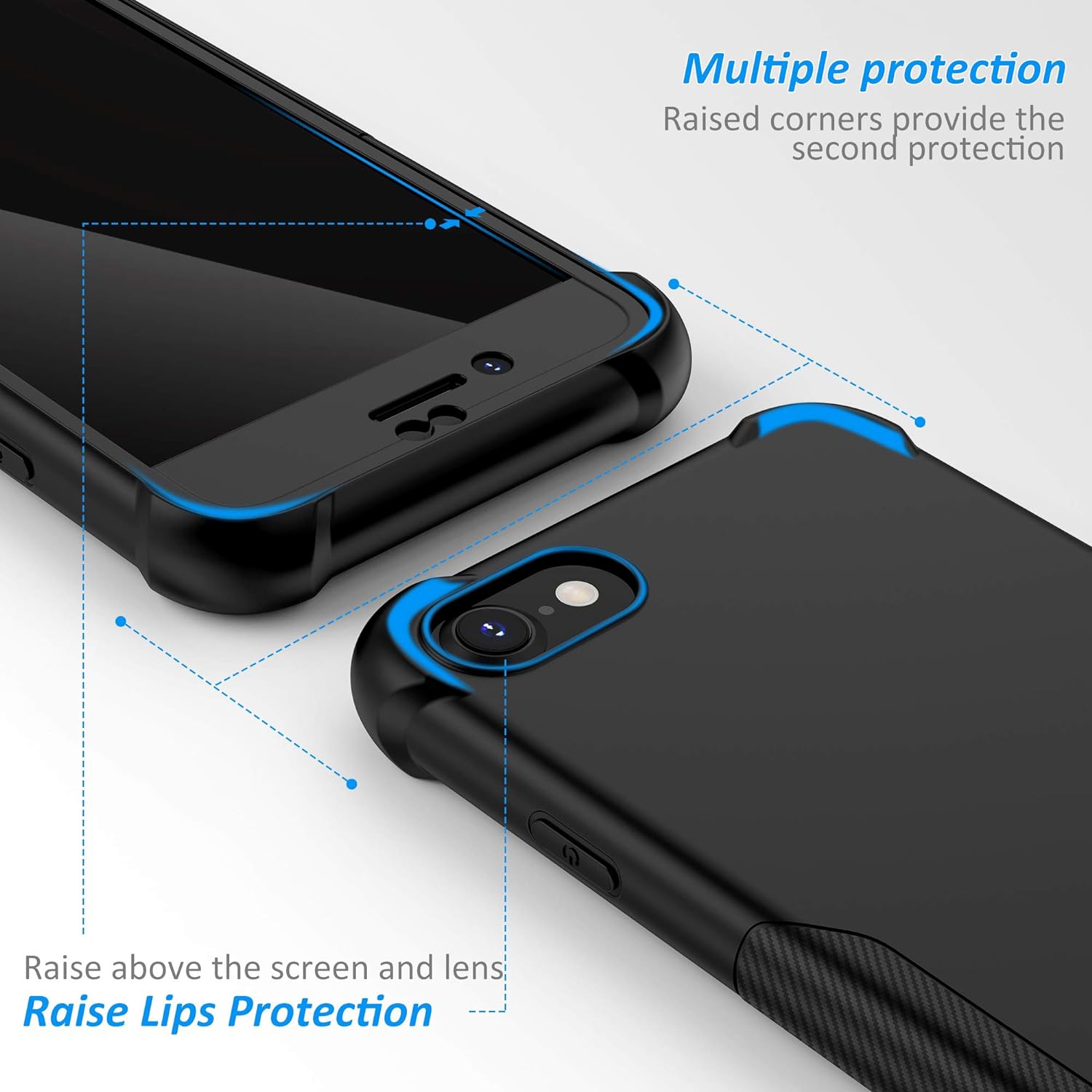 Case Compatible with iPhone 7 and iPhone 8 Case 4.7 inches with 2 Tempered Glass,Shockproof Hard PC Back Soft