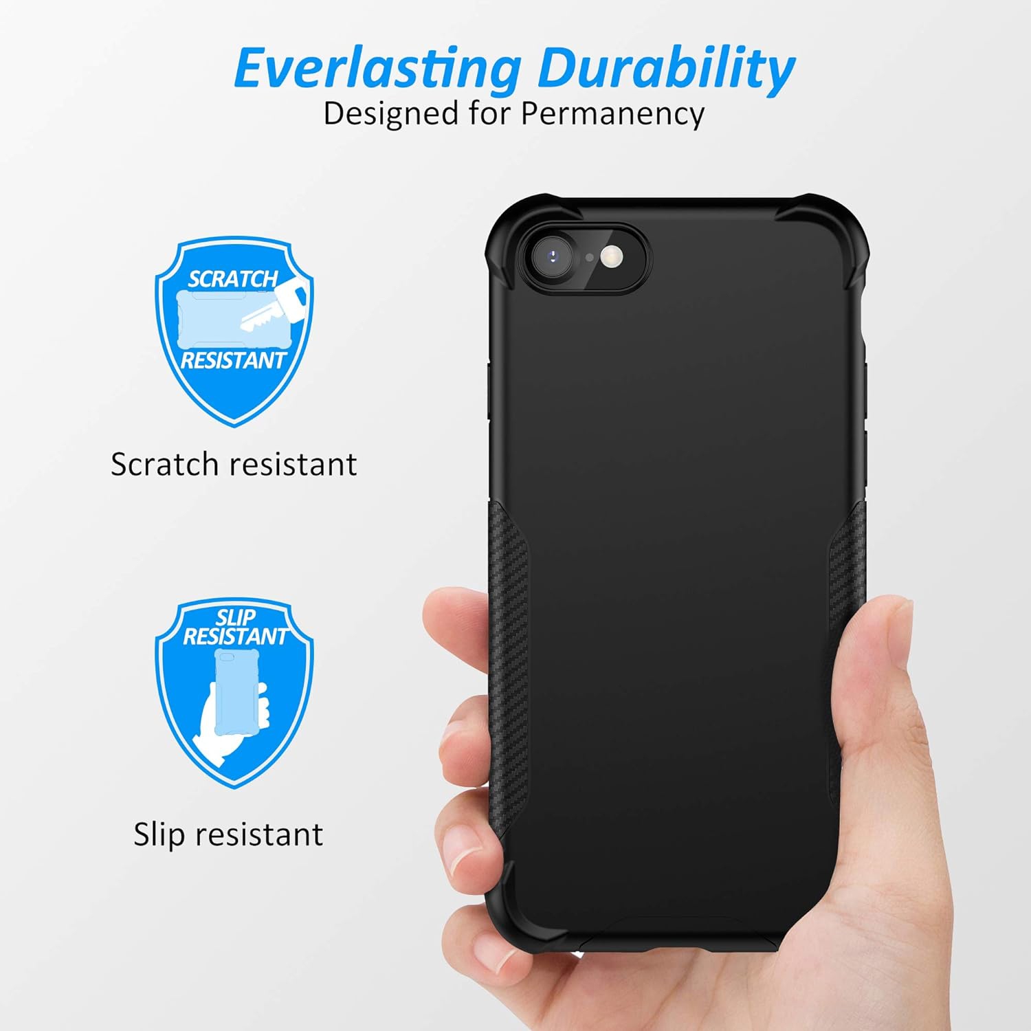 Case Compatible with iPhone 7 and iPhone 8 Case 4.7 inches with 2 Tempered Glass,Shockproof Hard PC Back Soft