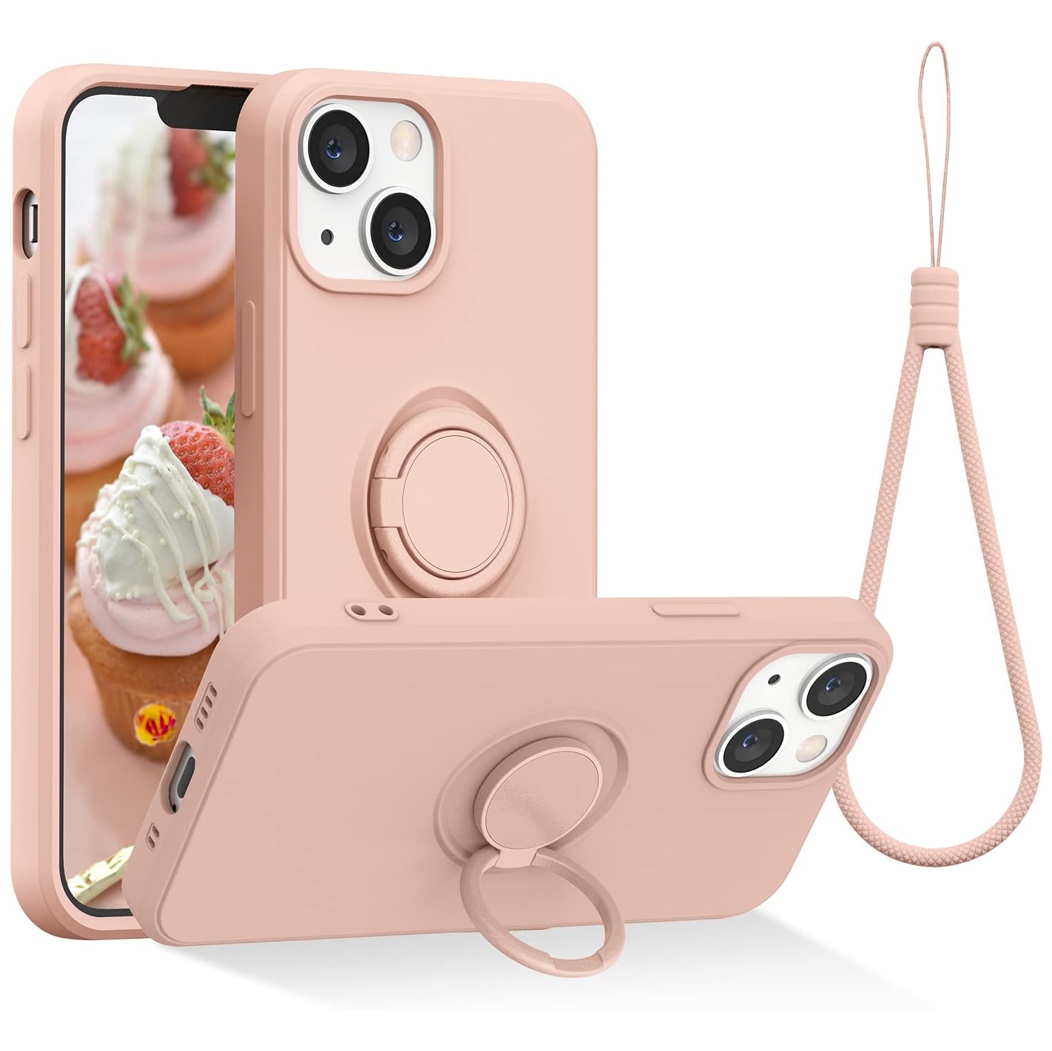 Ring Kickstand Case Compatible with iPhone 13 Mini Case 2021, Support Magnetic Car Mount Women