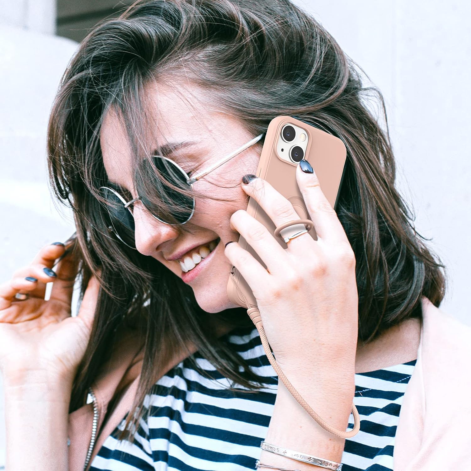 Ring Kickstand Case Compatible with iPhone 13 Mini Case 2021, Support Magnetic Car Mount Women