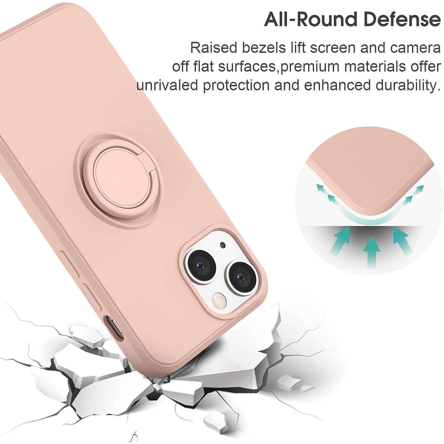 Ring Kickstand Case Compatible with iPhone 13 Mini Case 2021, Support Magnetic Car Mount Women