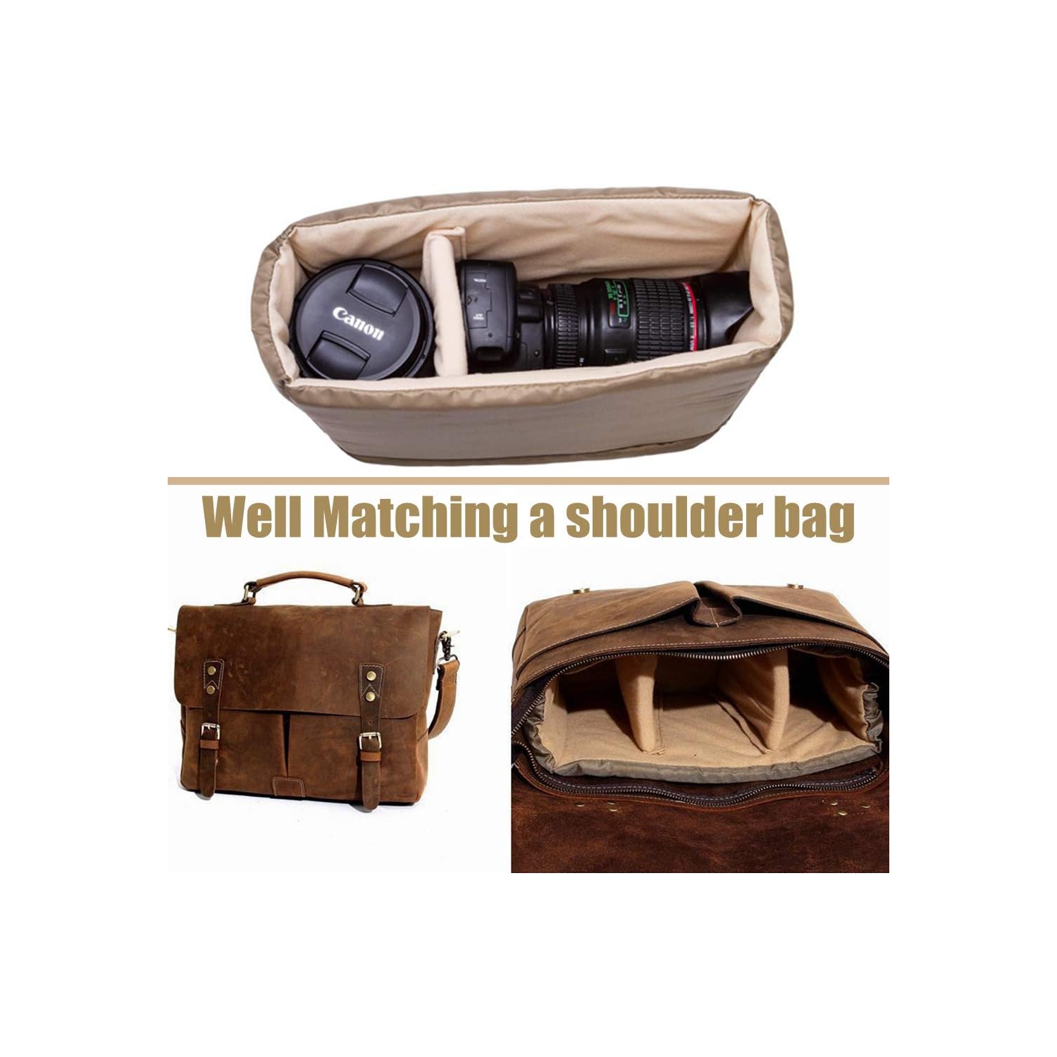 DSLR Camera Insert Bag Camera Inner Case for Nikon Sony Canon Panasonic etc, Lenses, Flashes- Make Your Own