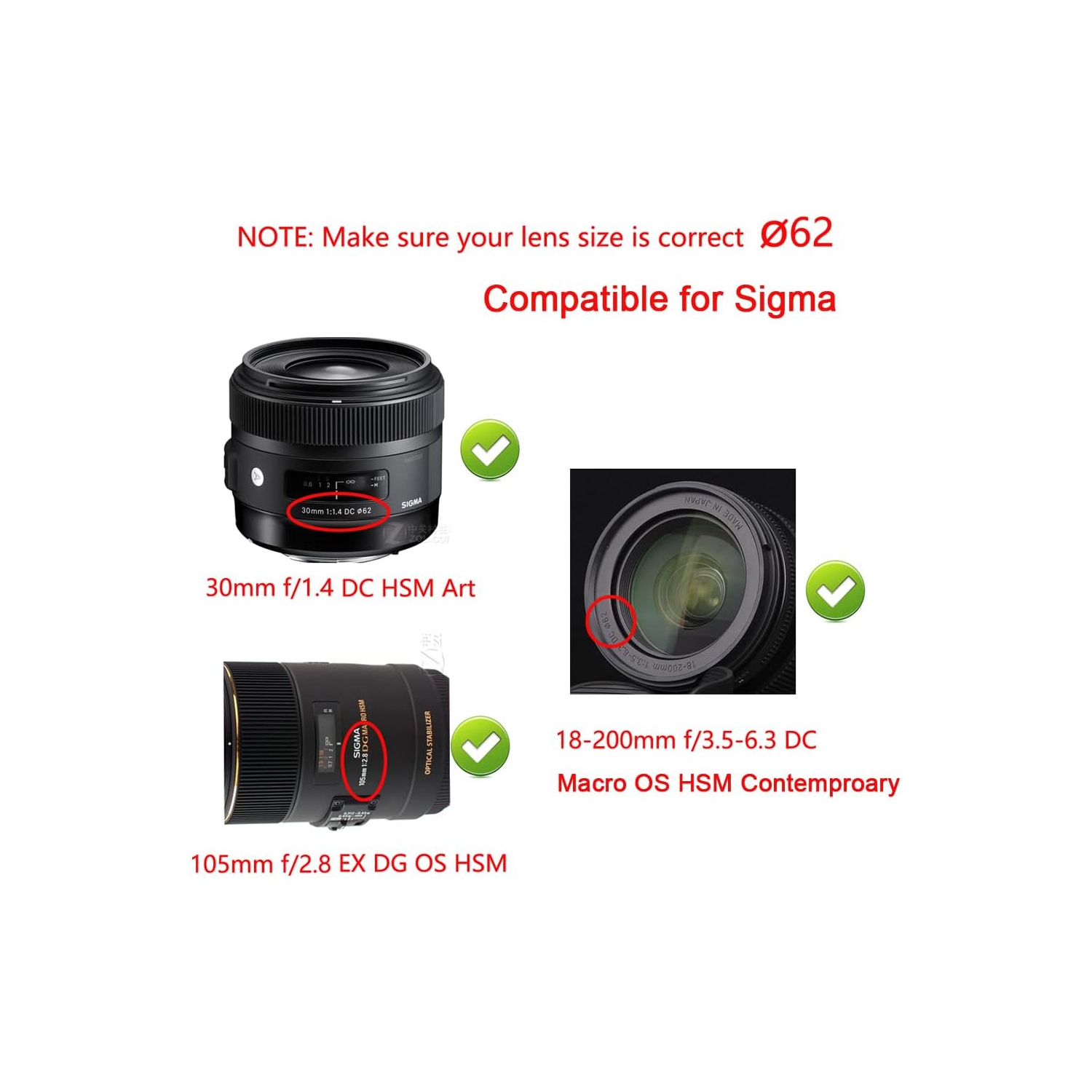 62mm Lens Cover Cap Compatible for NIKKOR AF-S 60mm f/2.8G Lens, 105mm f/2.8G Lens, Compatible for Sony CX900E w/