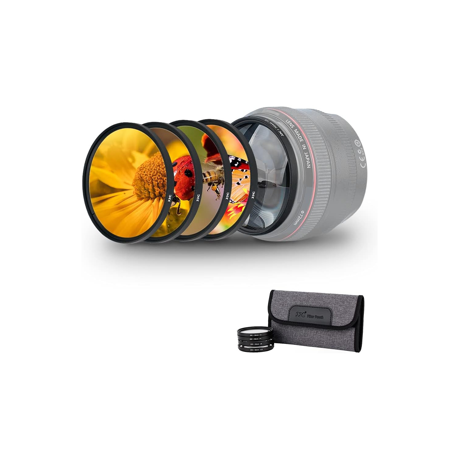 55mm Macro Close-Up Filter Set (+2 +4 +8 +10) Macro Filter Accessory with Lens Filter Pouch for Sony A6600 A6500 A6400