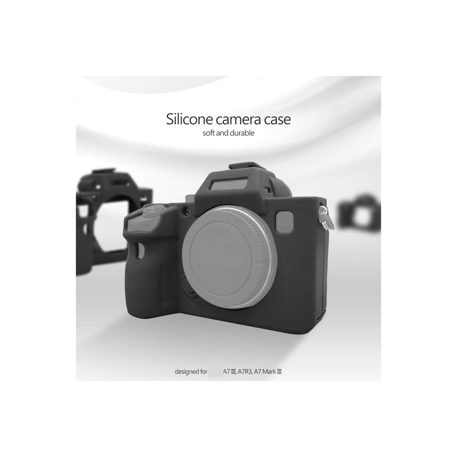 Silicone Rubber Camera Case Cover Soft Camera Case Protective Cover Accessory for Sony A7 III/A7R3(Black)