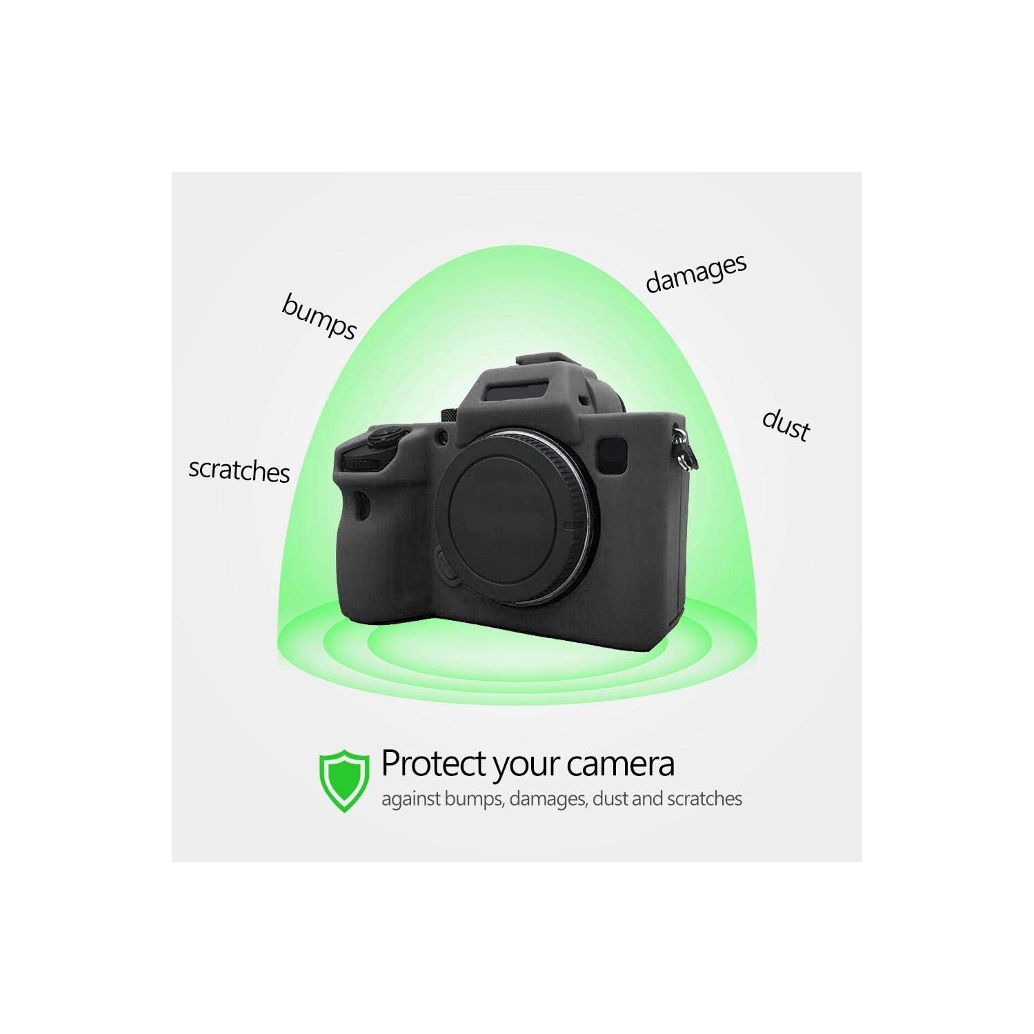 Silicone Rubber Camera Case Cover Soft Camera Case Protective Cover Accessory for Sony A7 III/A7R3(Black)