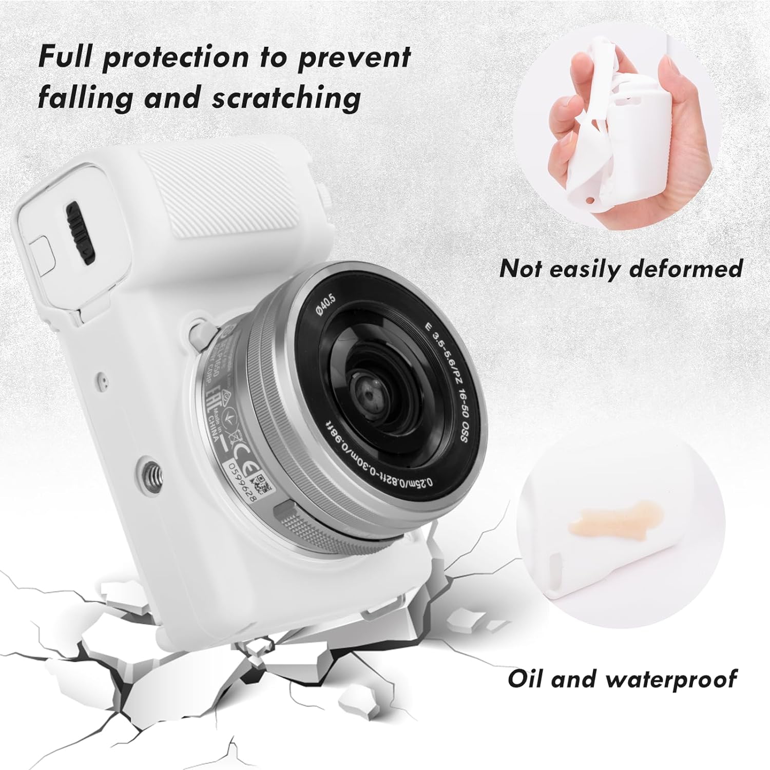 ZVE10 Case, Soft Silicone Protective Case Cover for Sony ZV-E10 ZVE10 Camera, White, Camera Case