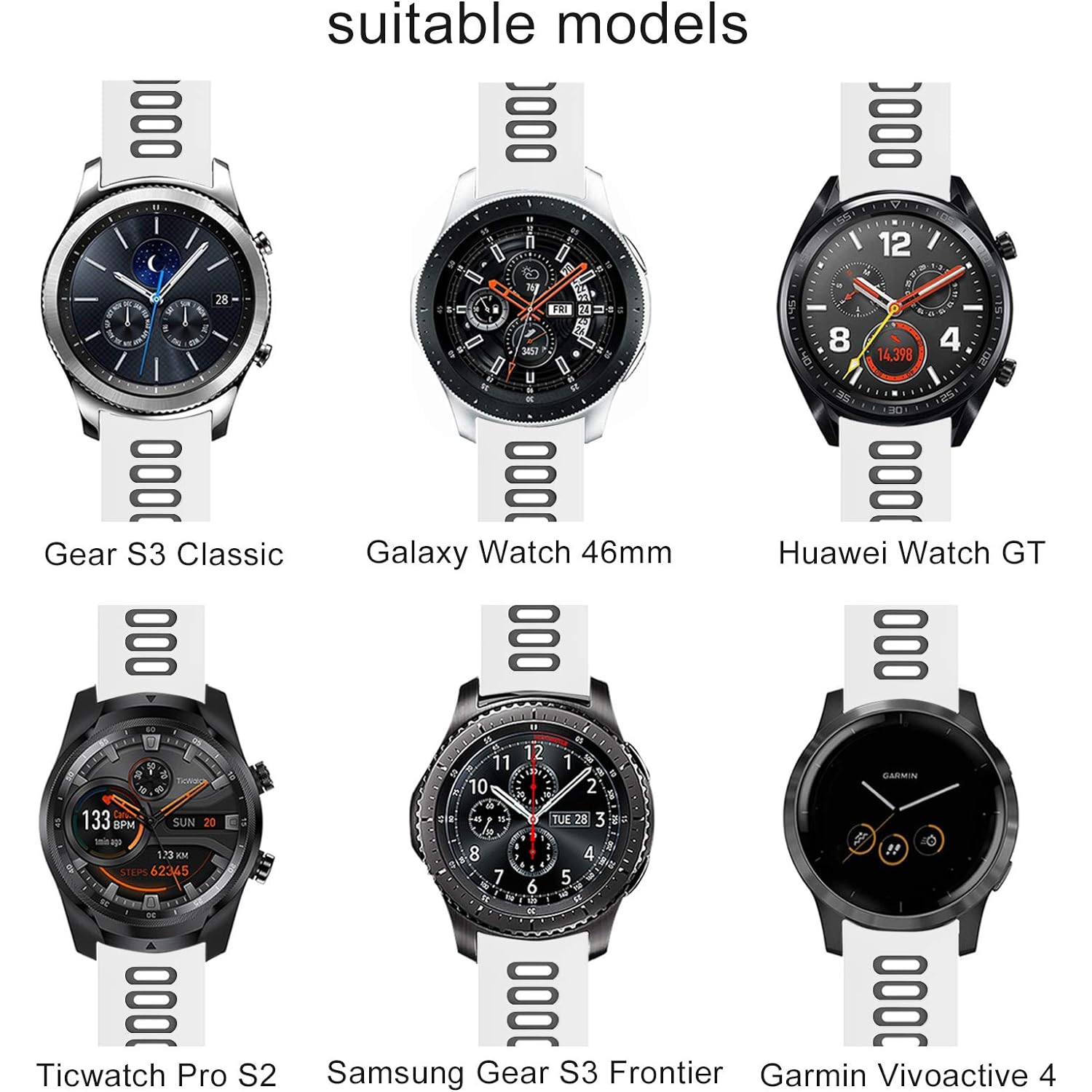 Band for Samsung Gear S3 Frontier/Gear S3 Classic/Galaxy Watch 46mm,22mm Quick Release Soft Silicone