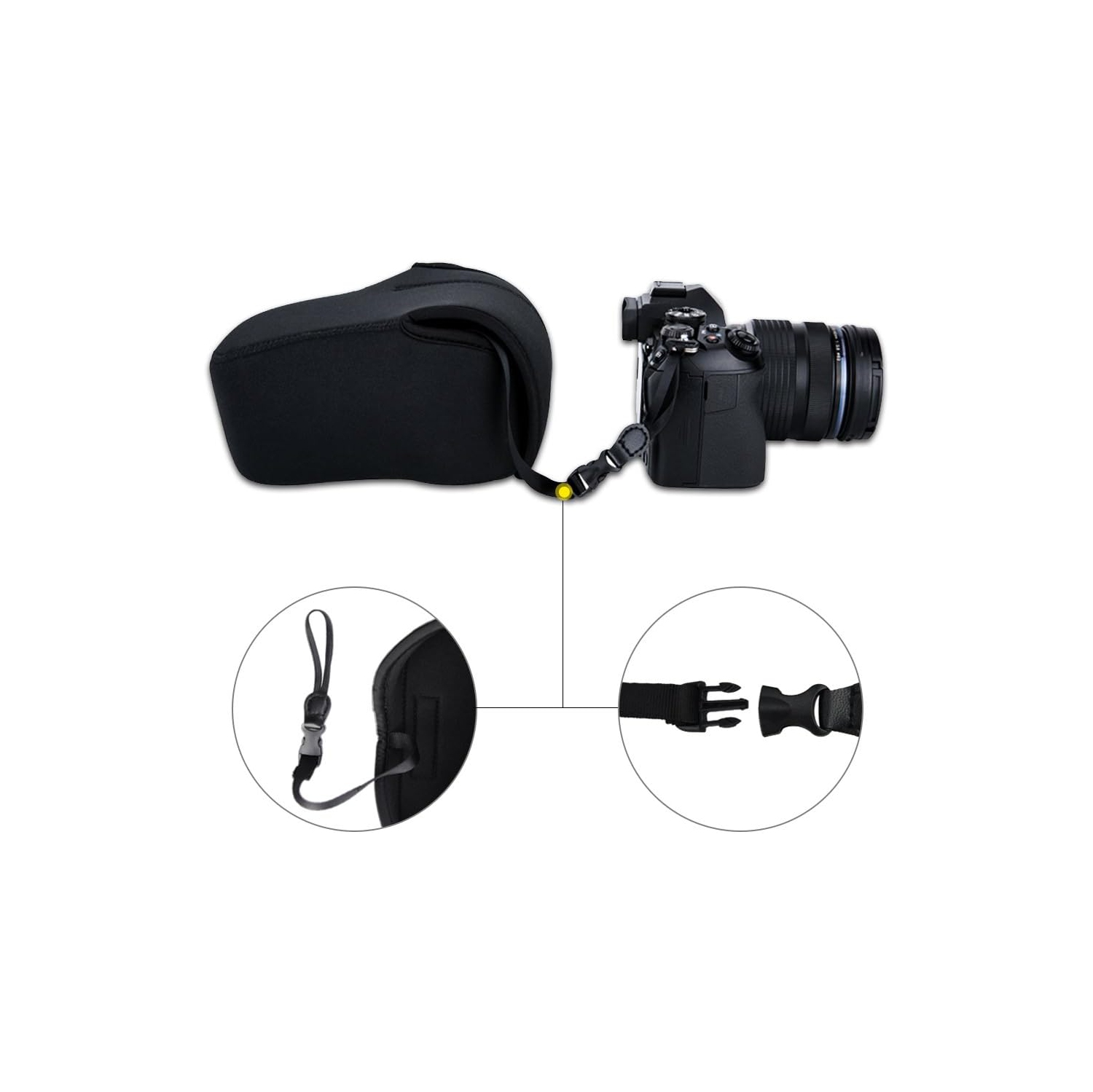 Lightweight Neoprene Camera Pouch Case for Canon EOS R8 R10 Rebel T7 T6 T6i Nikon Z50 Z6 Z7 D3300 D3400 D5300 Sony