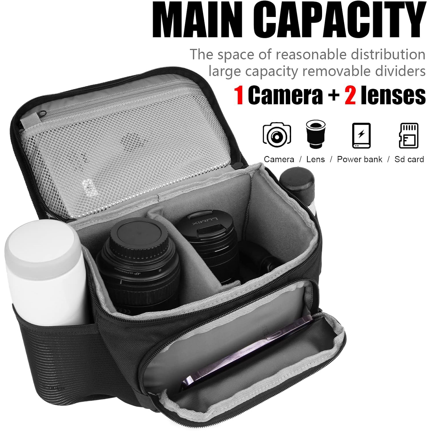 Compact Camera Bag Single Shoulder Crossbody Bag Camera Case Compatible for Canon Nikon Sony SLR DSLR