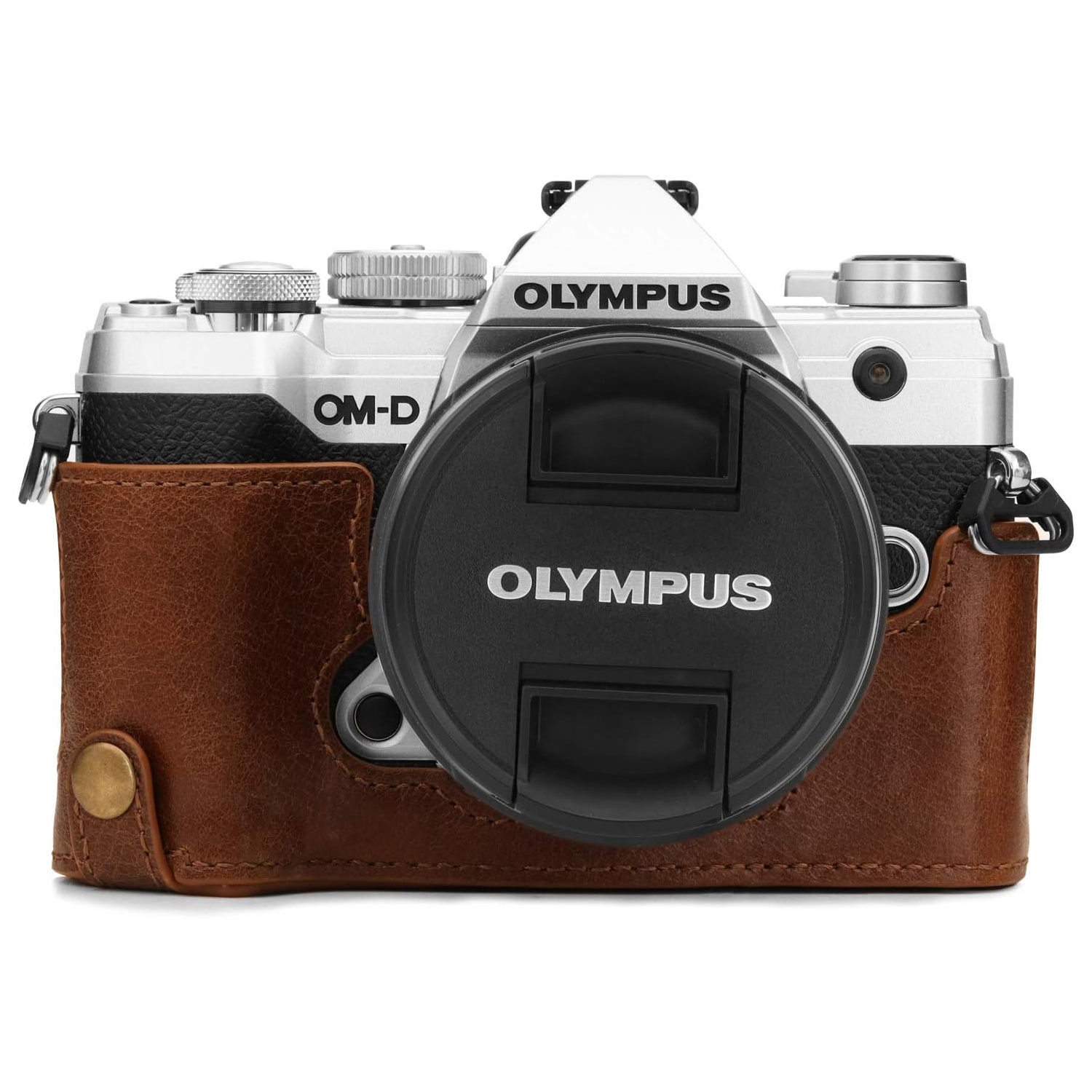 Ever Ready Genuine Leather Camera Half Case Compatible with Olympus OM-D E-M5 Mark III