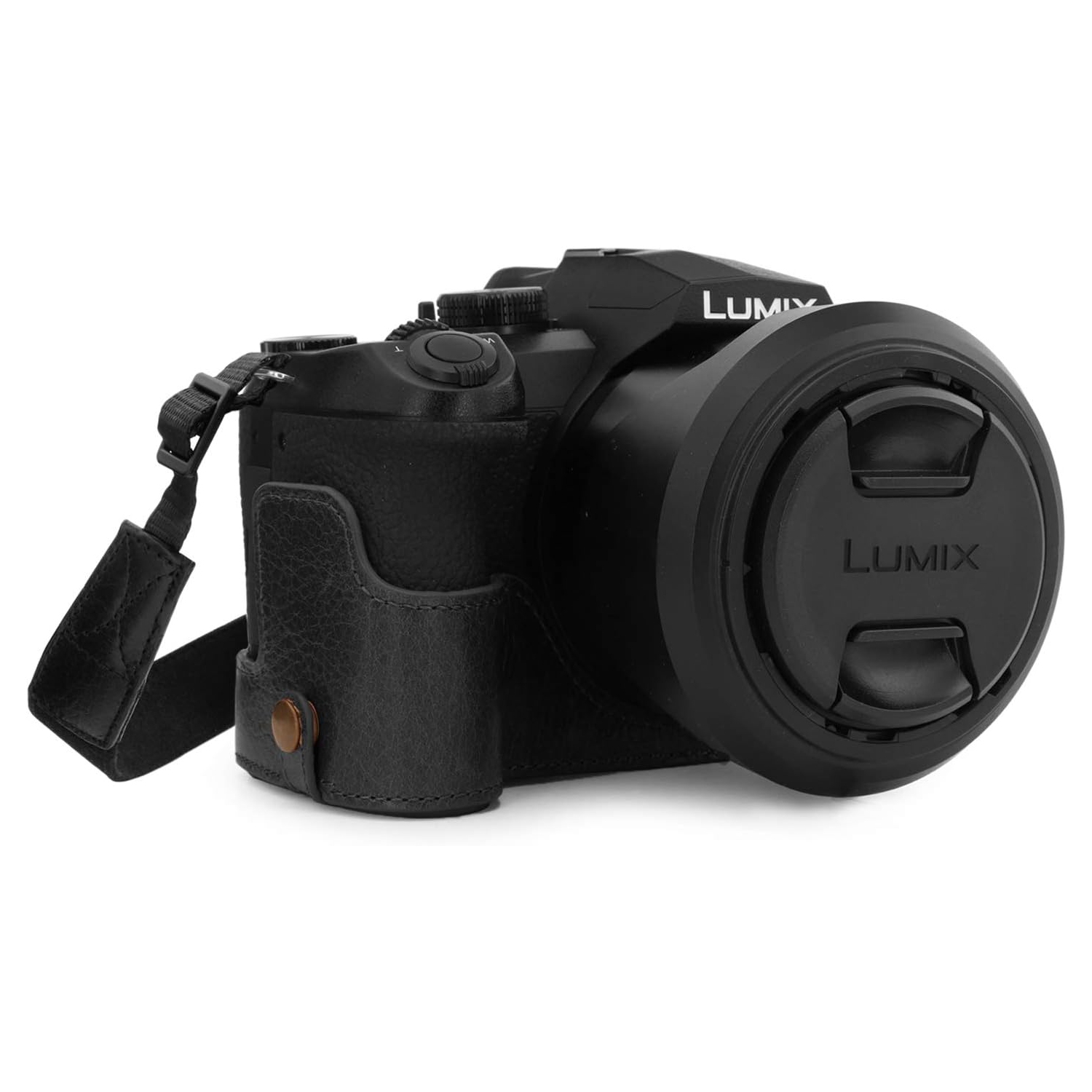 MG1681 Ever Ready Genuine Leather Camera Half Case Compatible with Leica V-Lux 5, Panasonic Lumix DC-FZ1000 II
