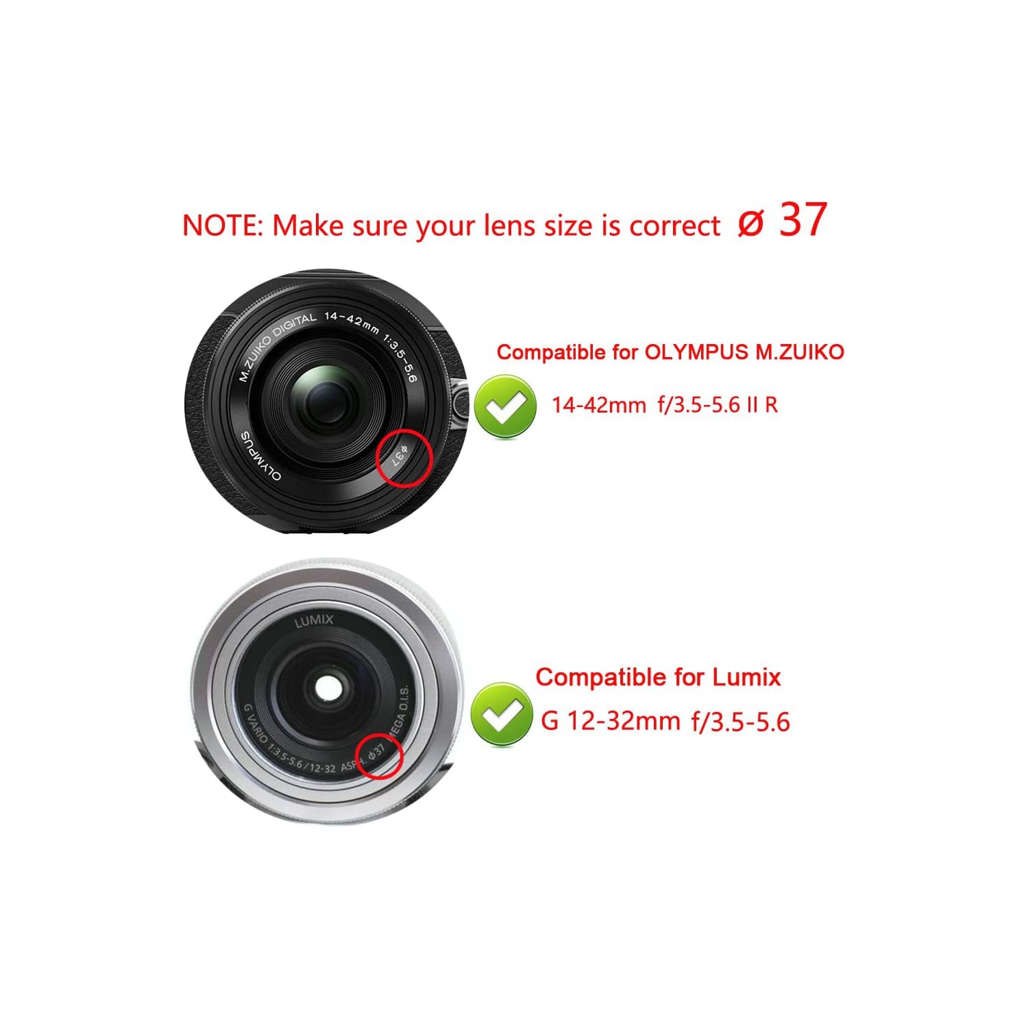 37mm Lens Cap Compatible for Olympus E-M10 Mark III Pen E-PL7 kit M.Zuiko 14-42mm Lens, 45mm f/1.8 Lens