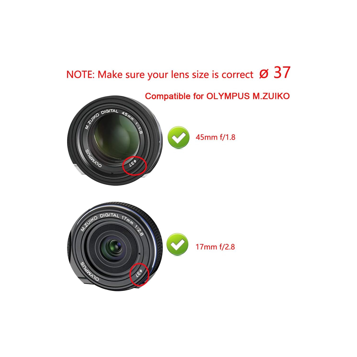 37mm Lens Cap Compatible for Olympus E-M10 Mark III Pen E-PL7 kit M.Zuiko 14-42mm Lens, 45mm f/1.8 Lens