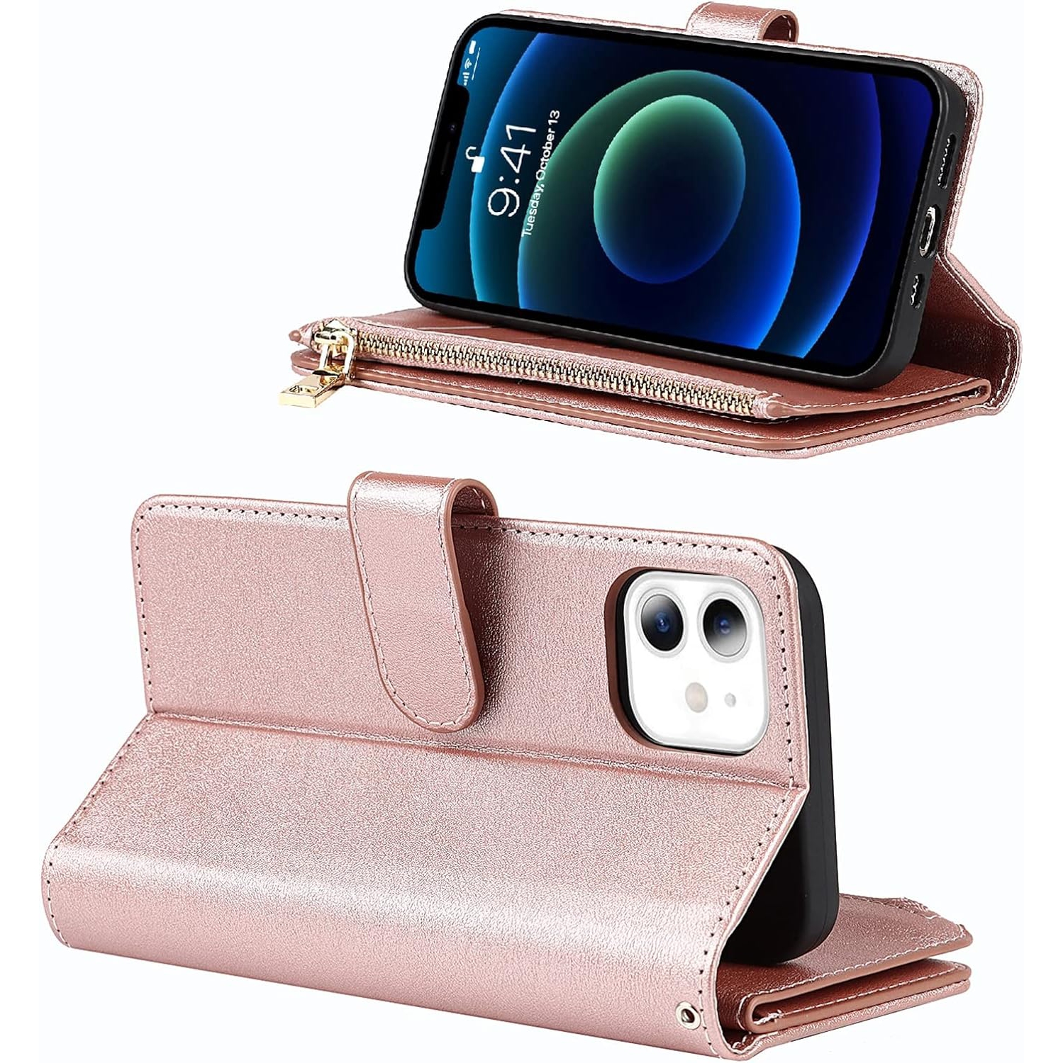 iPhone 12 Mini Phone Case Wallet for Women with Credit Card Holder,iPhone 12 Mini Crossbody Case with Strap