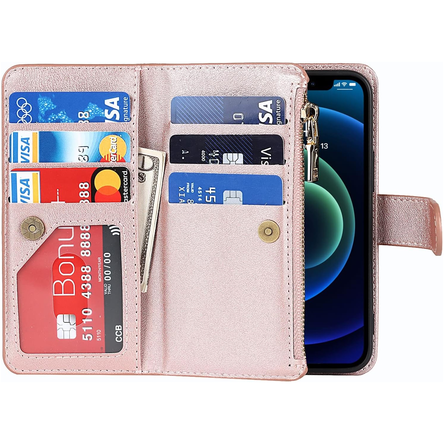 iPhone 12 Mini Phone Case Wallet for Women with Credit Card Holder,iPhone 12 Mini Crossbody Case with Strap