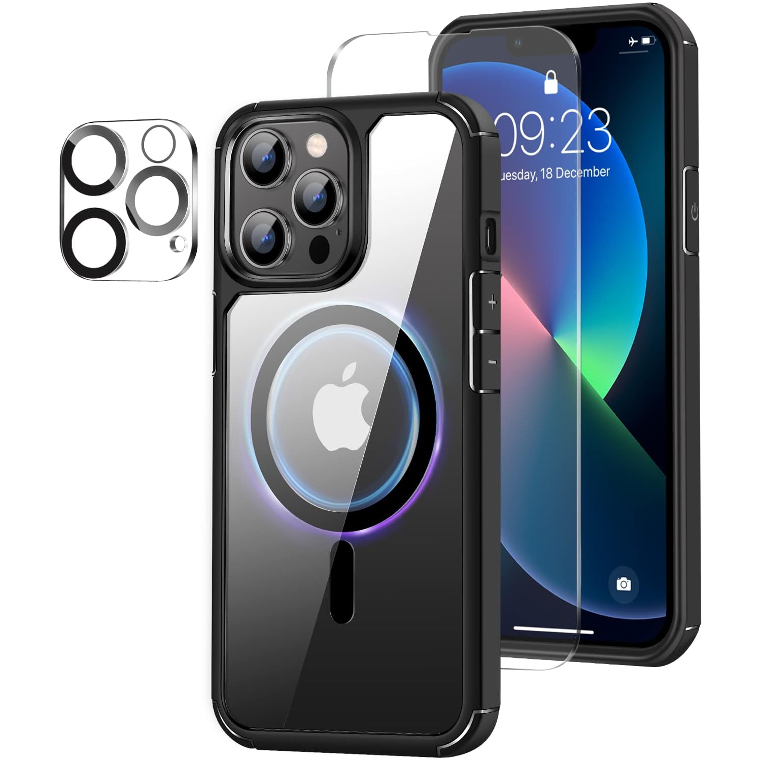 Magnetic Case Compatible with iPhone 13 Pro Case [Compatible with MagSafe] with Screen Protector and Camera Lens