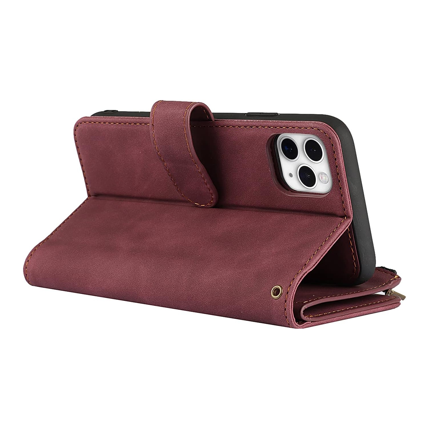 for iPhone 11 Pro Wallet Case,2 in 1 Detachable Flip Wallet Case with Zipper [Premium Leather][6 Card