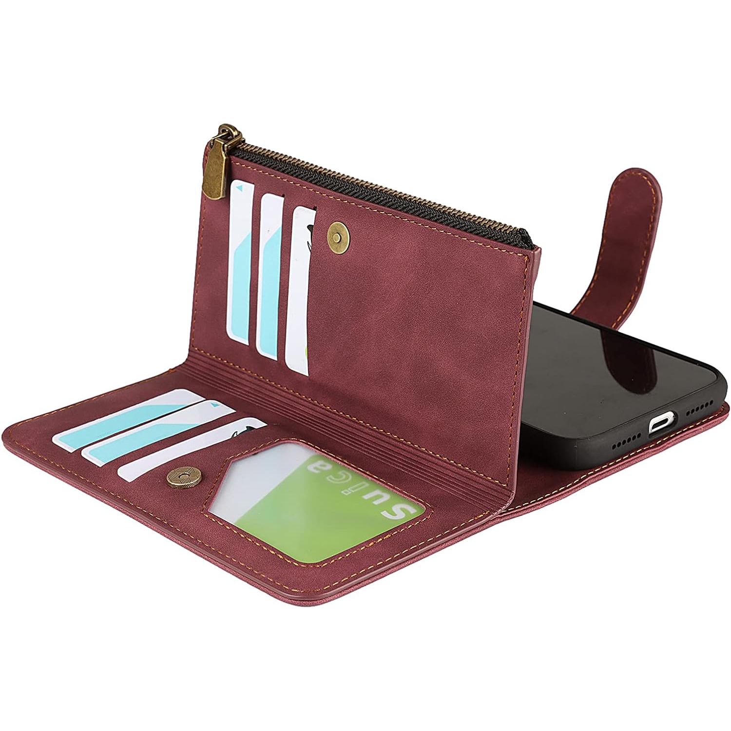 for iPhone 11 Pro Wallet Case,2 in 1 Detachable Flip Wallet Case with Zipper [Premium Leather][6 Card