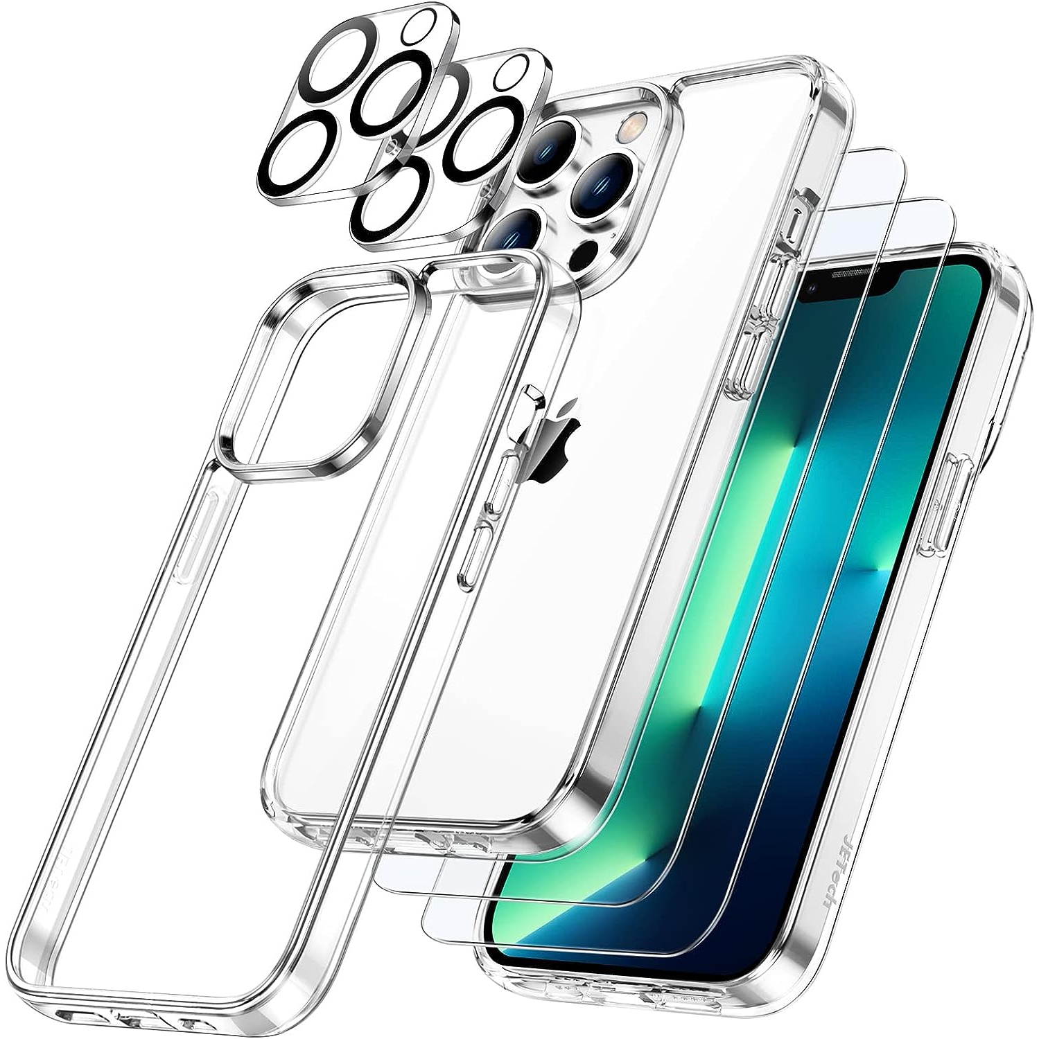 3 in 1 Case for iPhone 13 Pro 6.1-Inch, with 2-Pack Screen Protector and 2-Pack Camera Lens Protector,