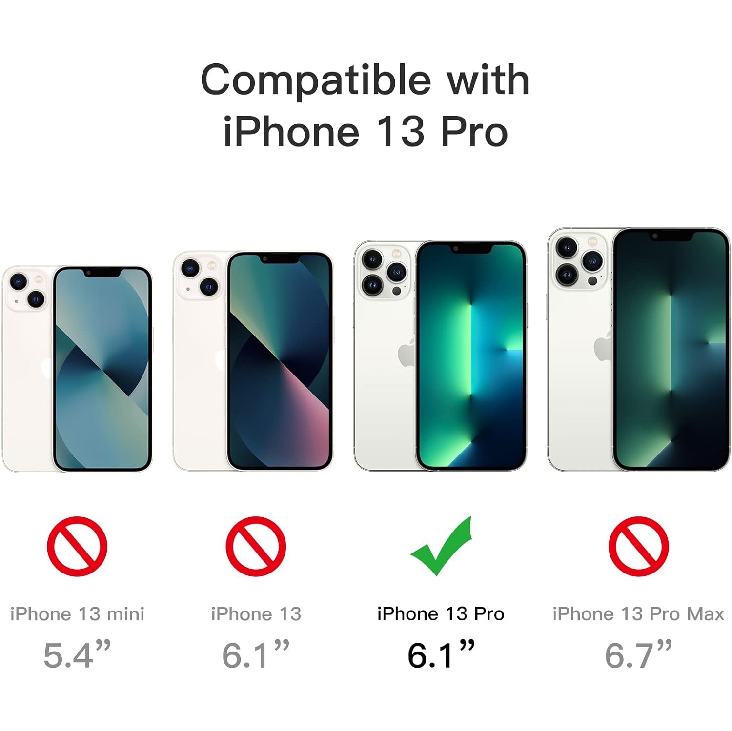 3 in 1 Case for iPhone 13 Pro 6.1-Inch, with 2-Pack Screen Protector and 2-Pack Camera Lens Protector,