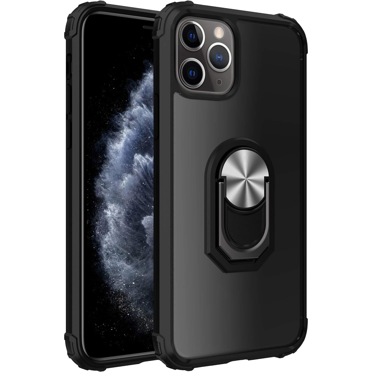 Designed for iPhone 11 Pro Max Case, Rotation Ring Holder Kickstand Military Grade Shockproof Work