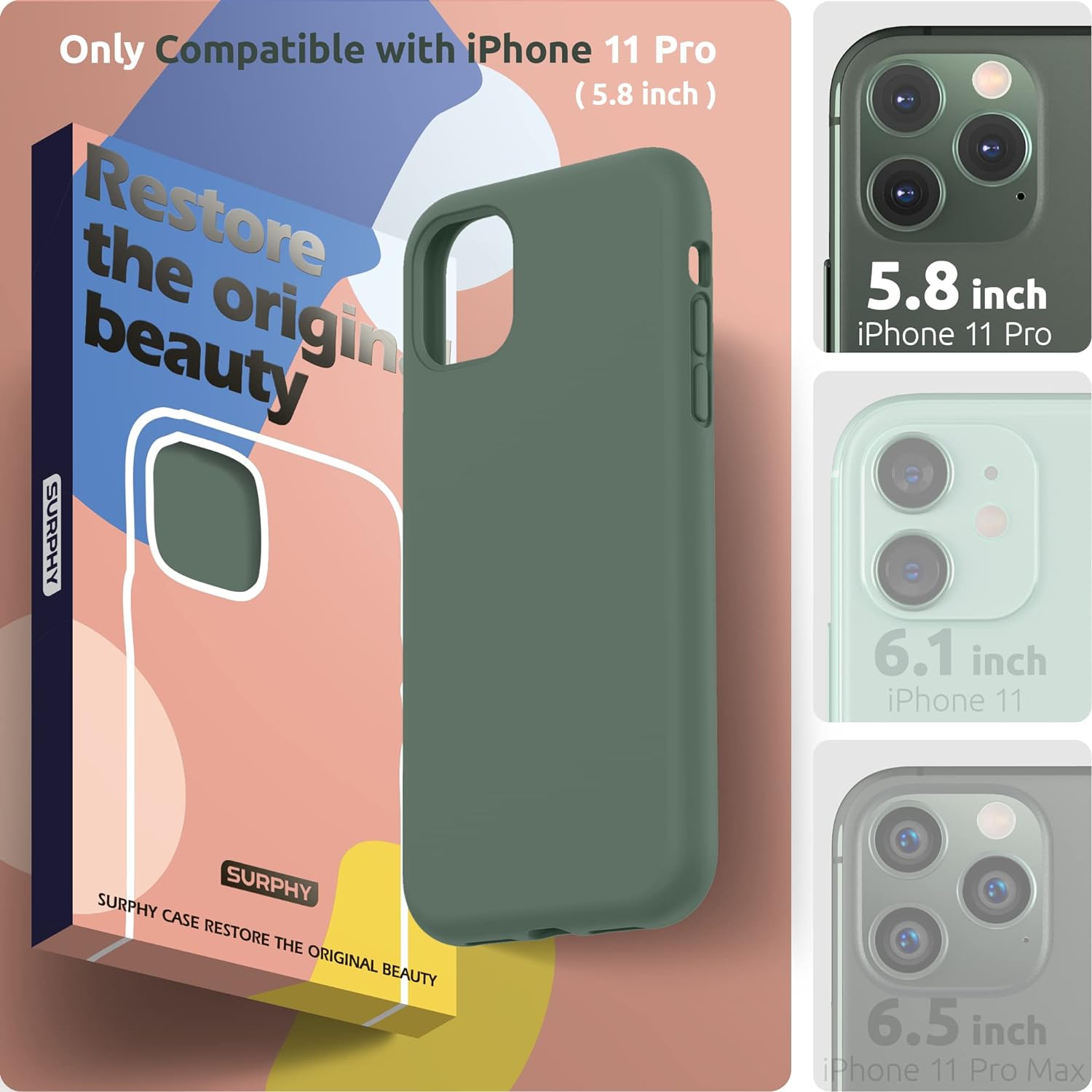 Silicone Case for iPhone 11 Pro Case, Liquid Silicone Protective Phone Case Cover (Full Body, Soft Case