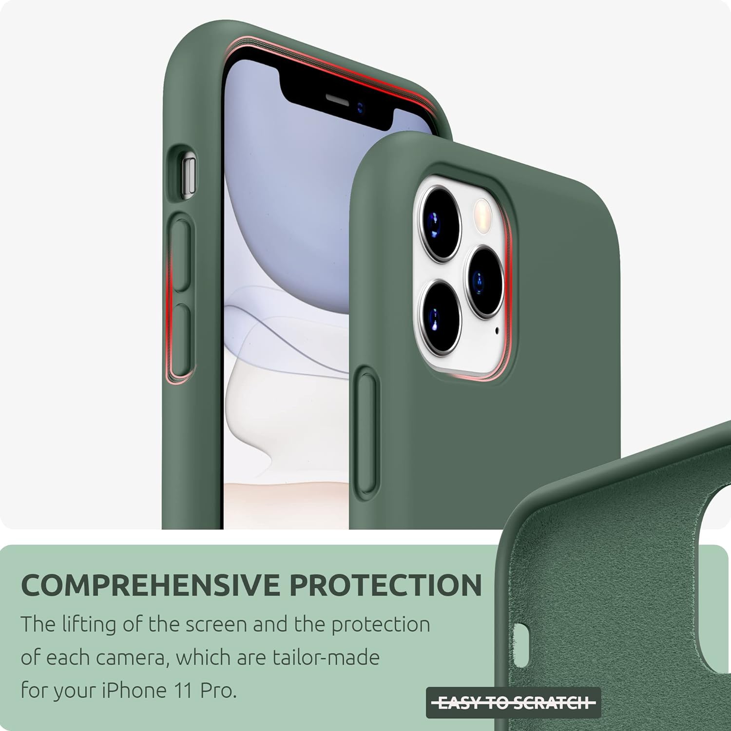 Silicone Case for iPhone 11 Pro Case, Liquid Silicone Protective Phone Case Cover (Full Body, Soft Case