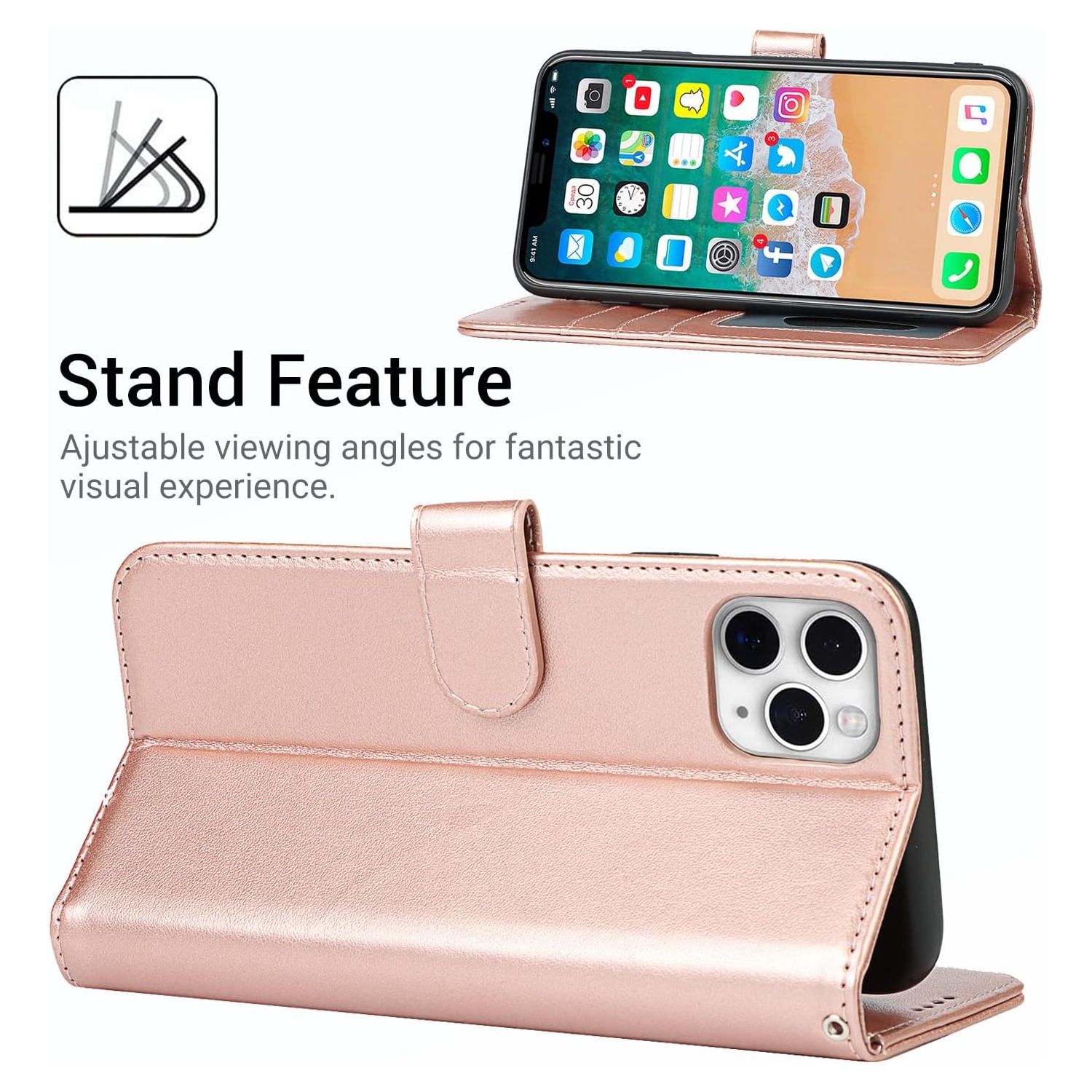iPhone 11 Pro Case Wallet,Premium Leather Card Holder Card Slot Magnetic Closure Flip Kickstand Women Wallet