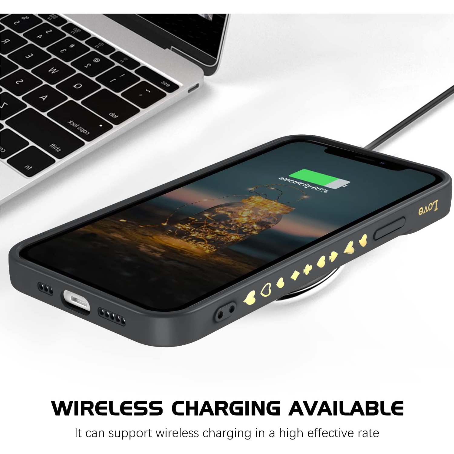 iPhone 12 Case, iPhone 12 Phone Case Cute Plated Love Heart Cover for Women Girls Slim Thin Lightweight