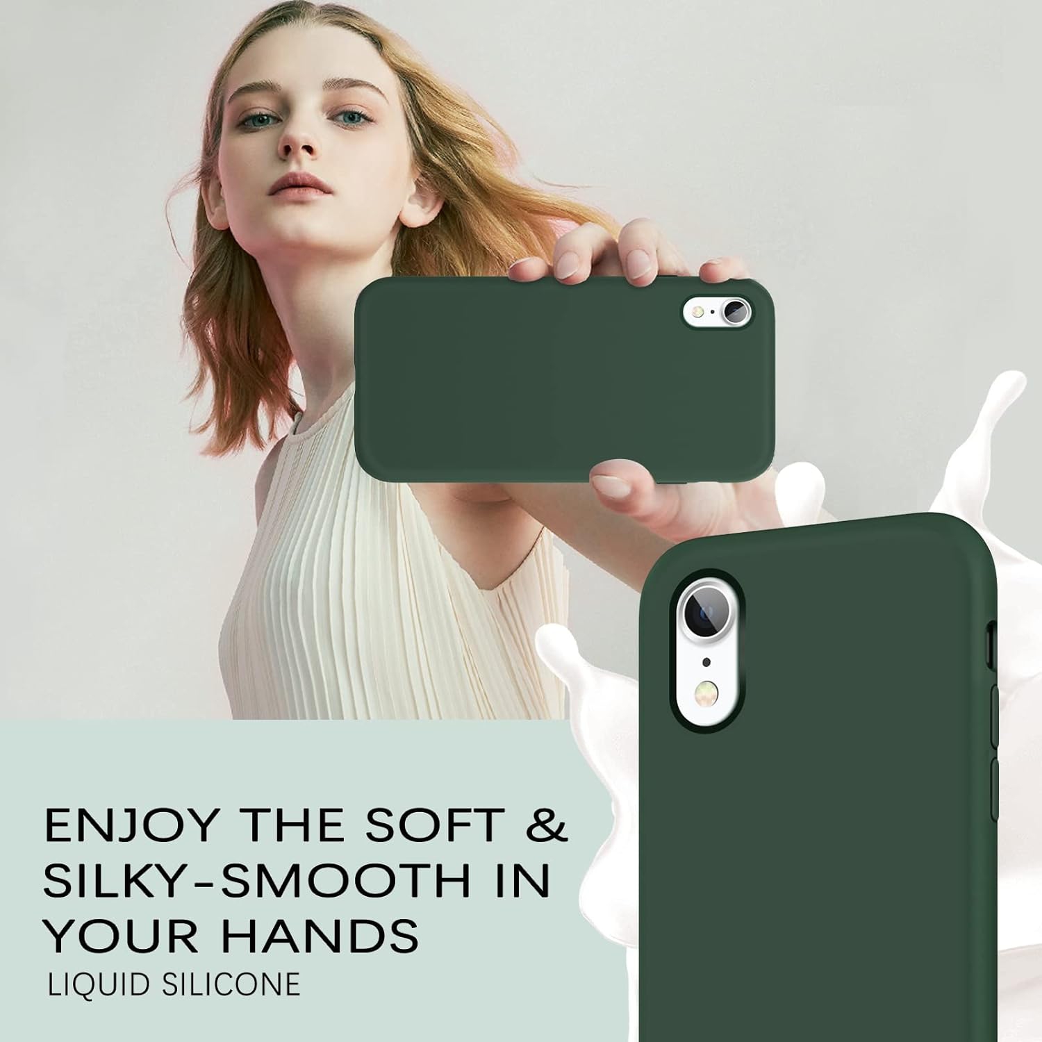 iPhone XR Case,Liquid Silicone Soft Gel Rubber Slim Cover with Microfiber Cloth Lining Cushion Shockproof Full