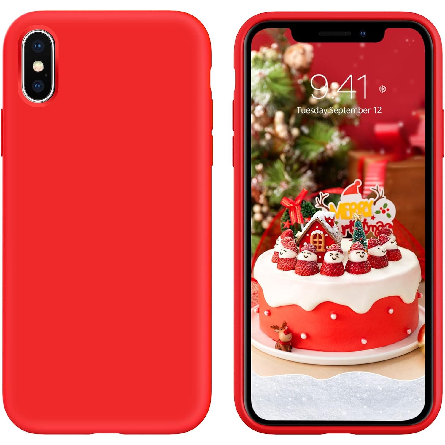 Étui iPhone X, étui iPhone XS, housse mince en silicone liquide avec doublure en microfibre antichoc