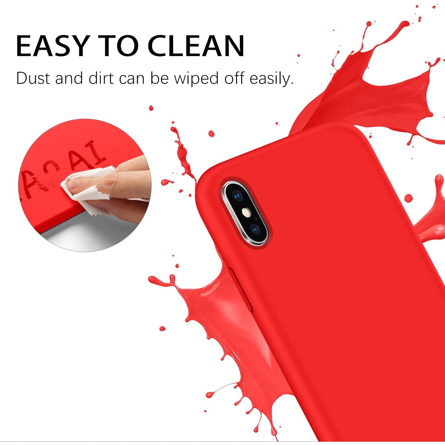 Étui iPhone X, étui iPhone XS, housse mince en silicone liquide avec doublure en microfibre antichoc