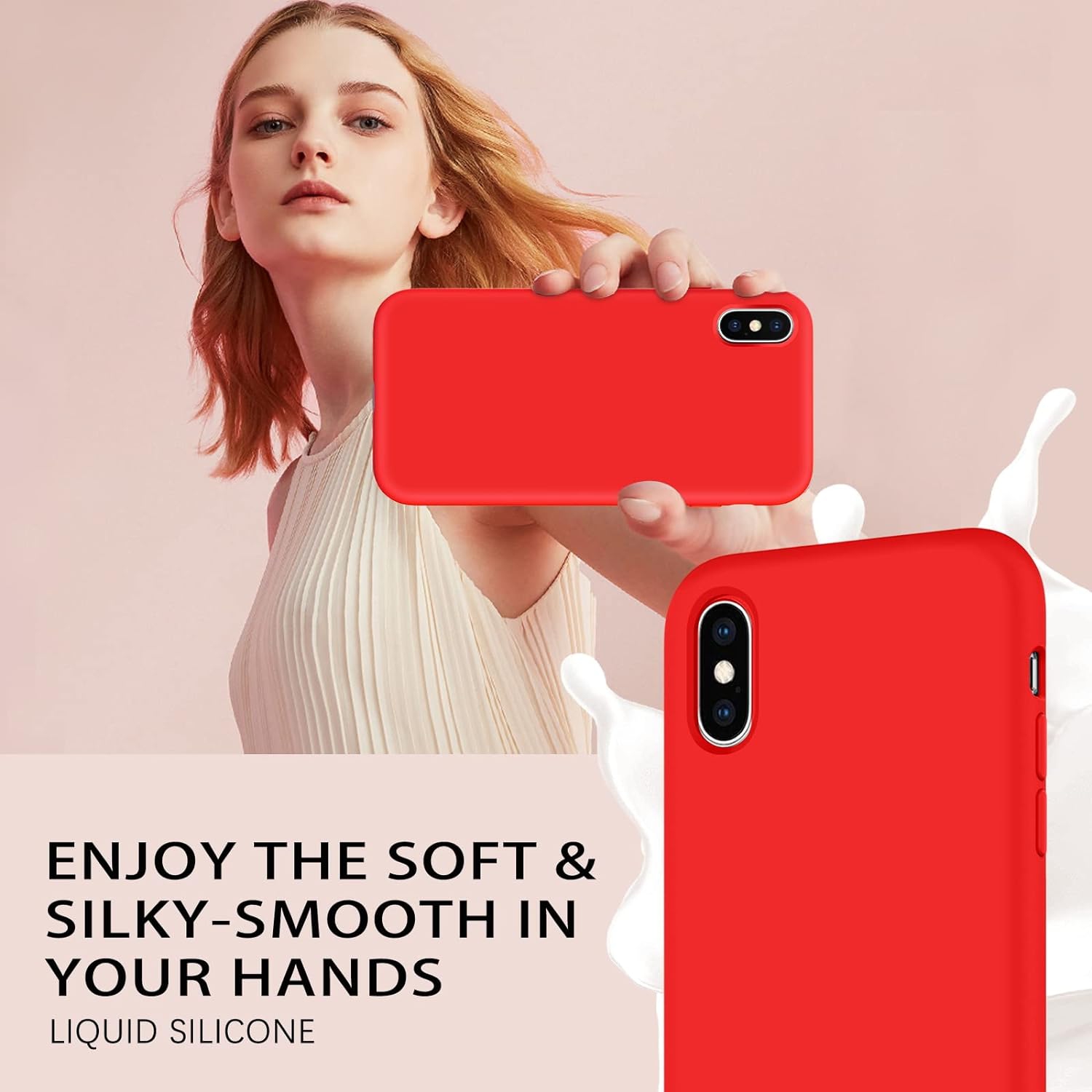 Étui iPhone X, étui iPhone XS, housse mince en silicone liquide avec doublure en microfibre antichoc