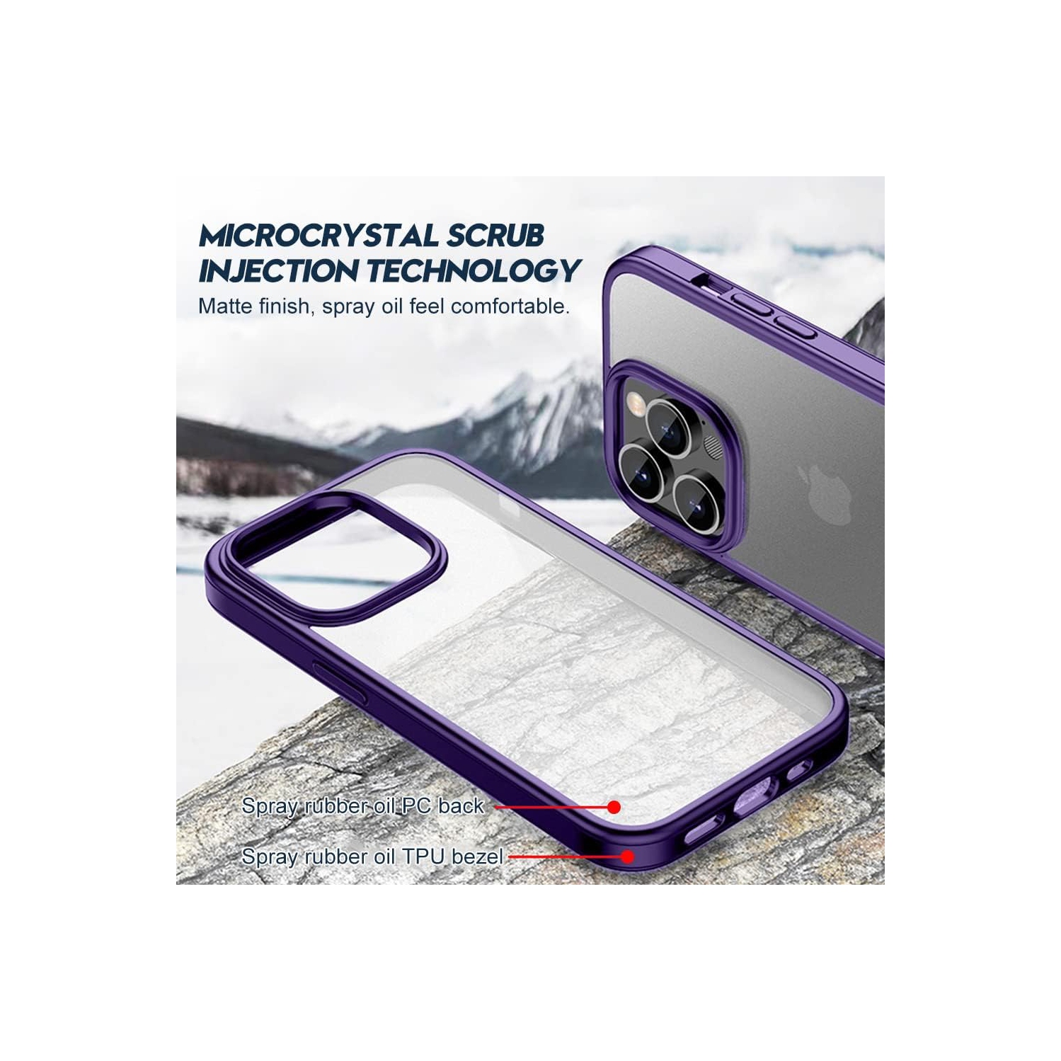 For iPhone 14 Case， Shockproof Protective Hard Back Case， Translucent Matte with Silicone Protective