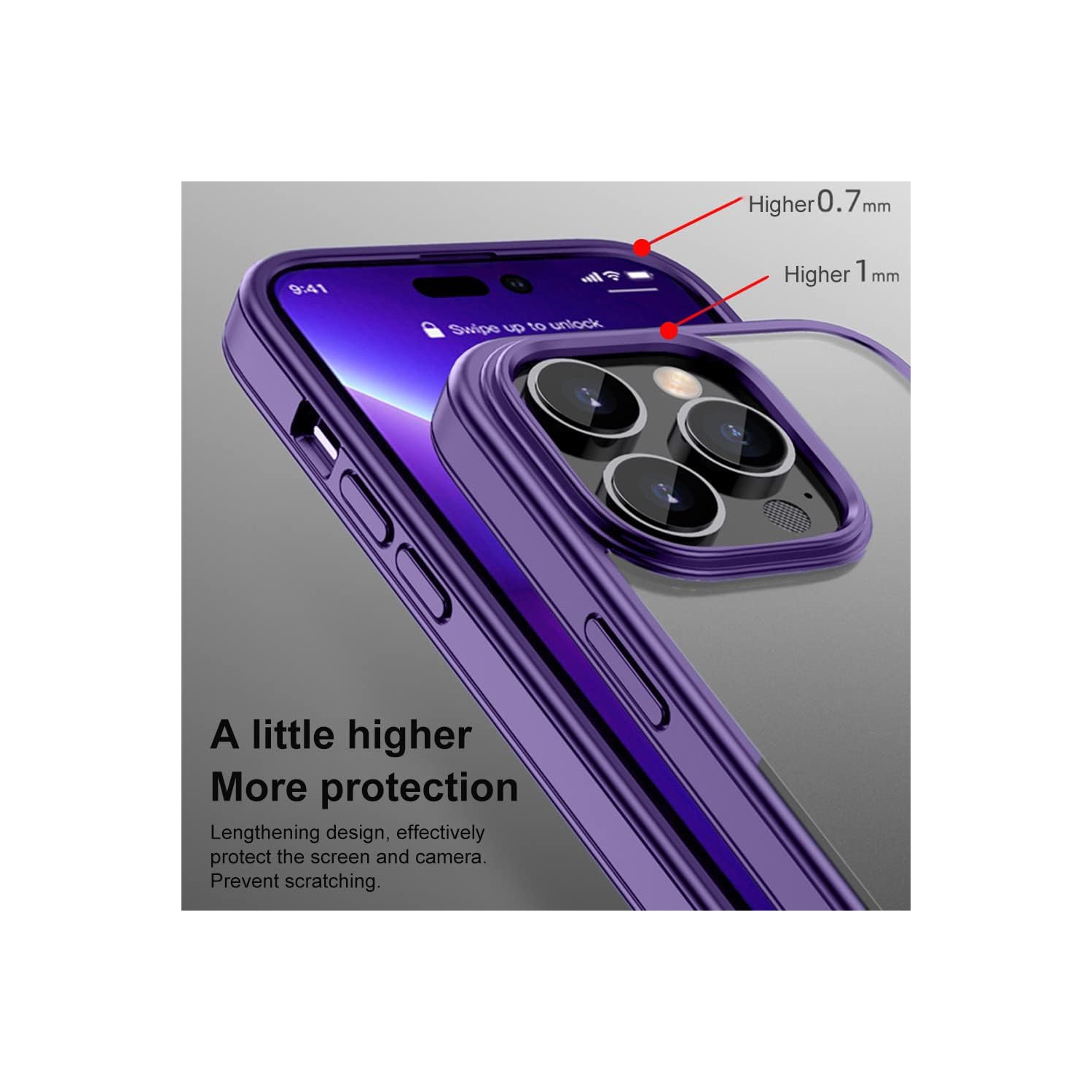 For iPhone 14 Case， Shockproof Protective Hard Back Case， Translucent Matte with Silicone Protective