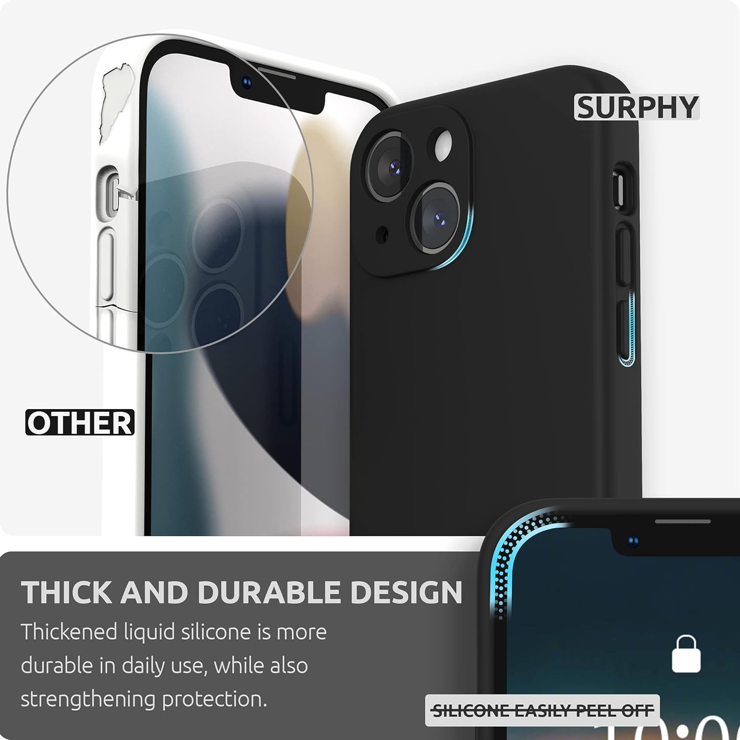 Designed for iPhone 13 Mini Case with Screen Protector, Liquid